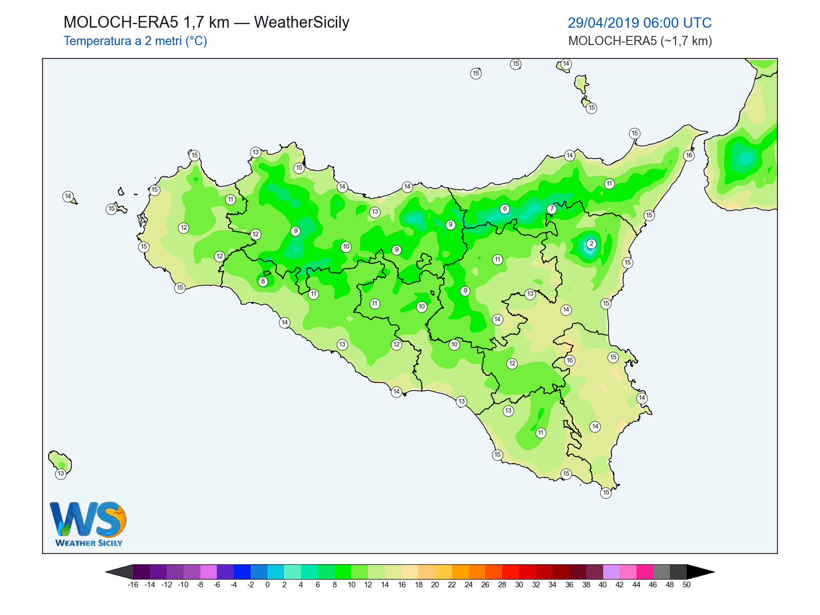 Temperatura a 2 metri · 2019042906