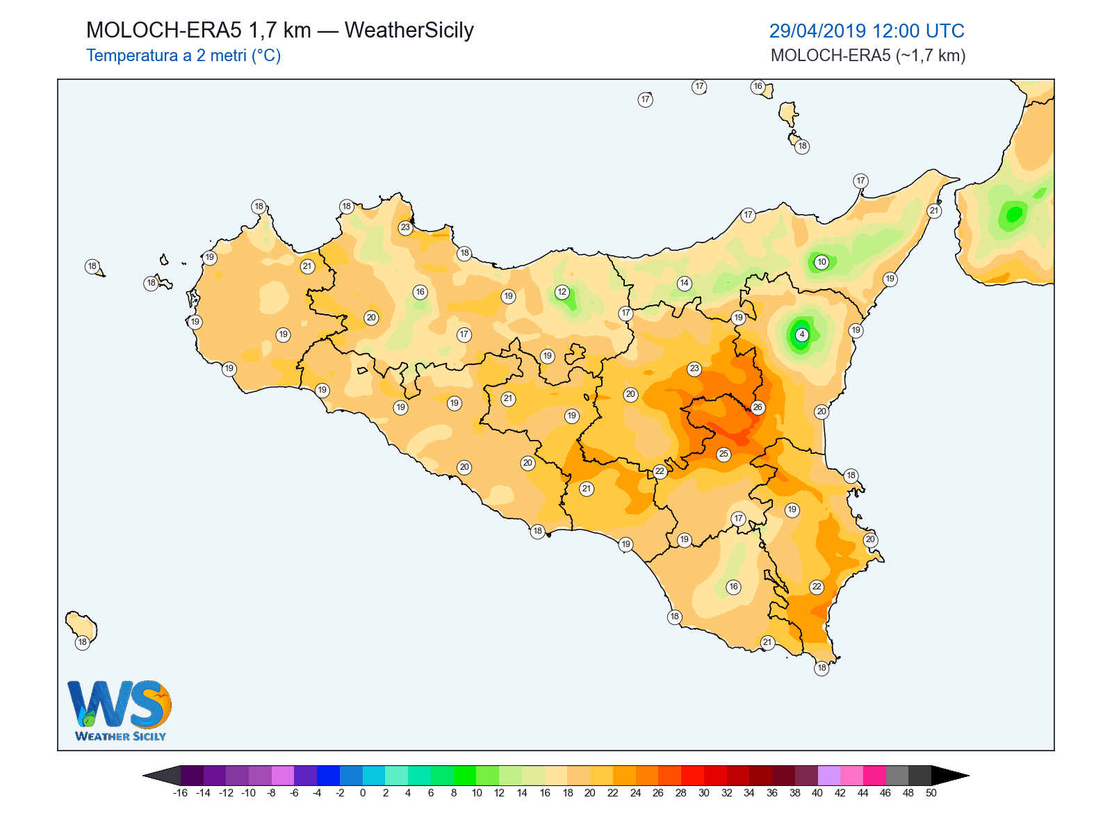Temperatura a 2 metri · 2019042912