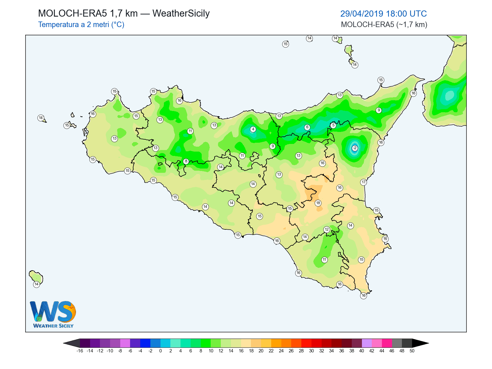 Temperatura a 2 metri · 2019042918
