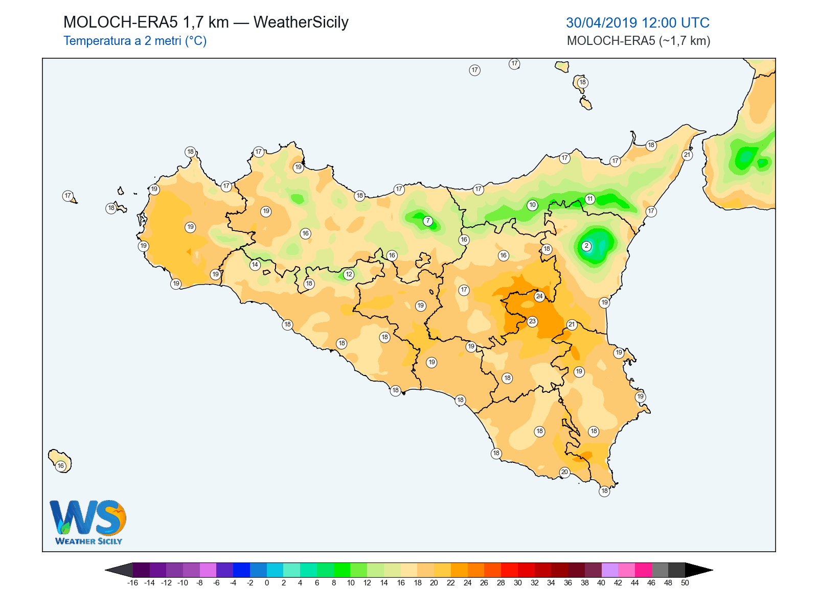 Temperatura a 2 metri · 2019043012