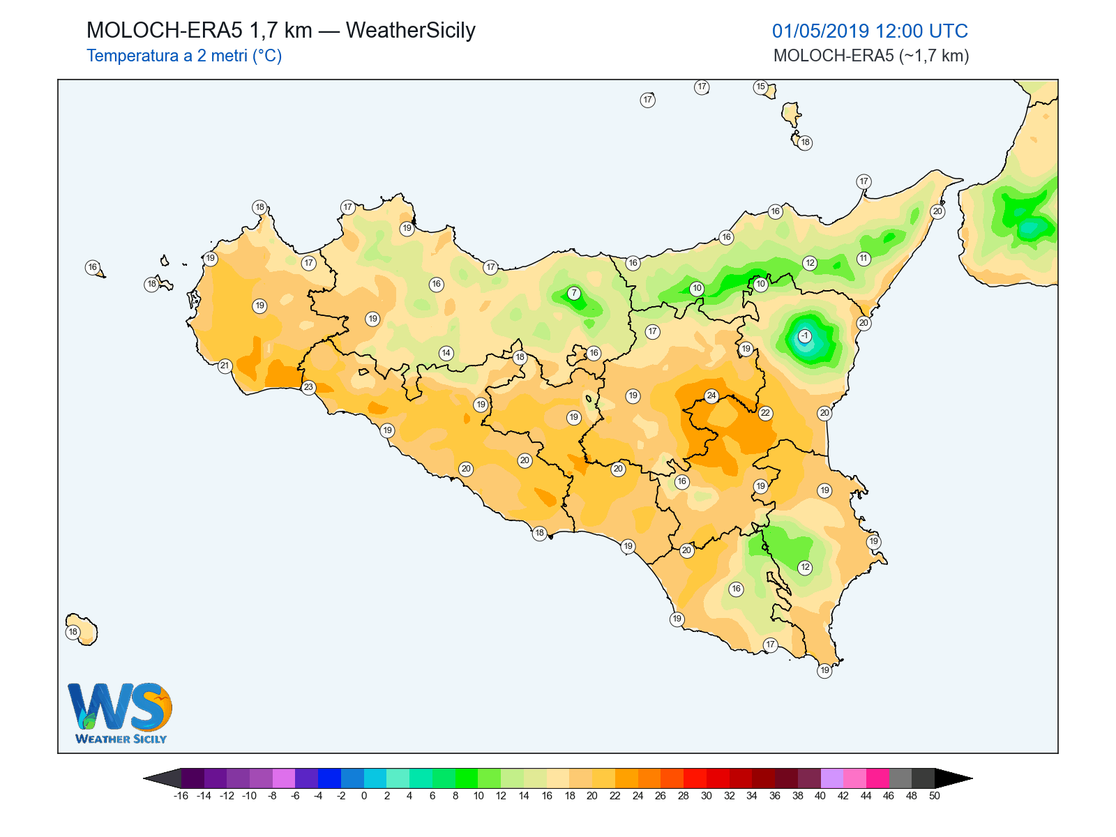Temperatura a 2 metri · 2019050112