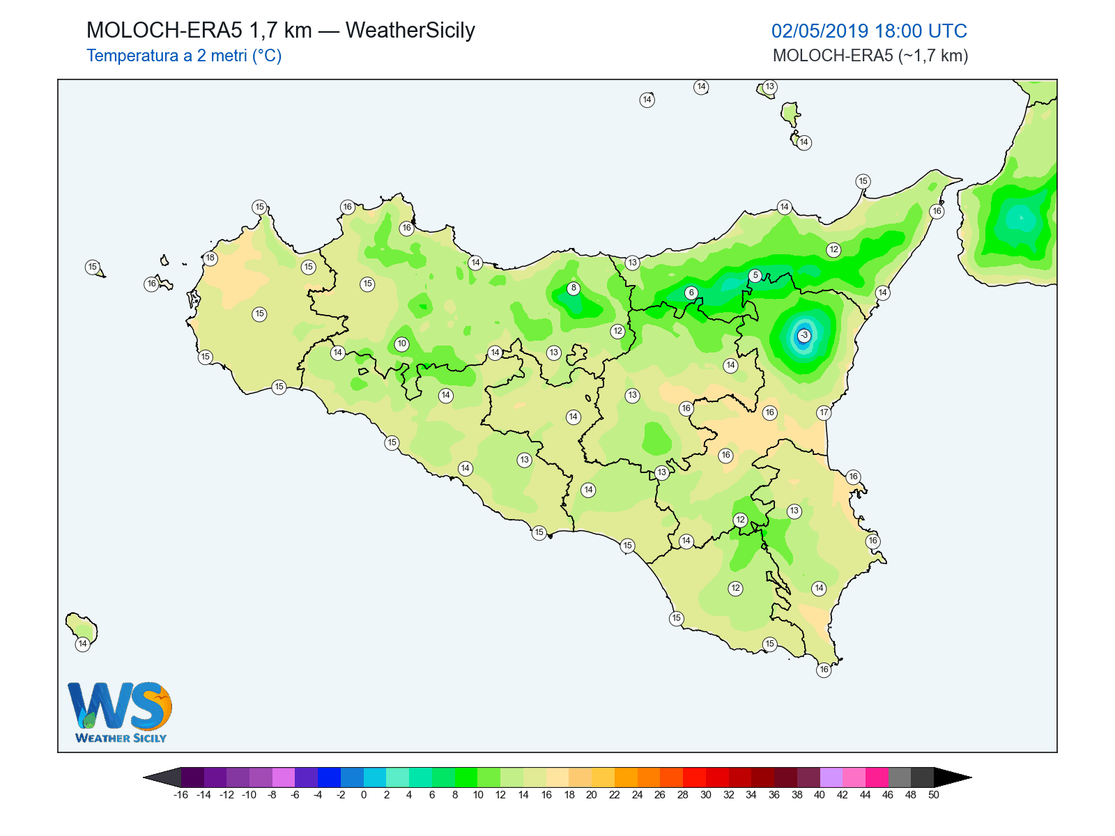 Temperatura a 2 metri · 2019050218
