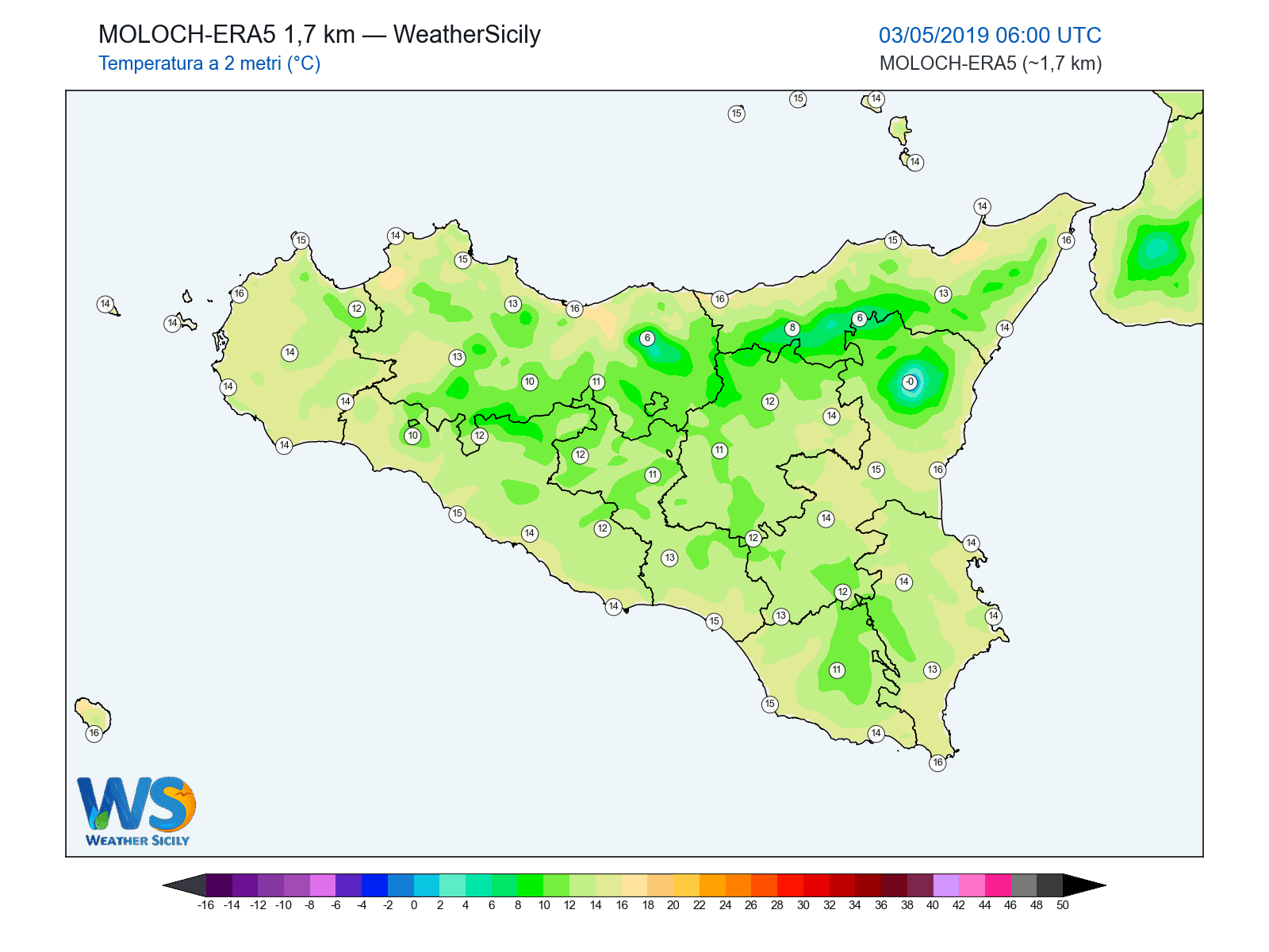 Temperatura a 2 metri · 2019050306