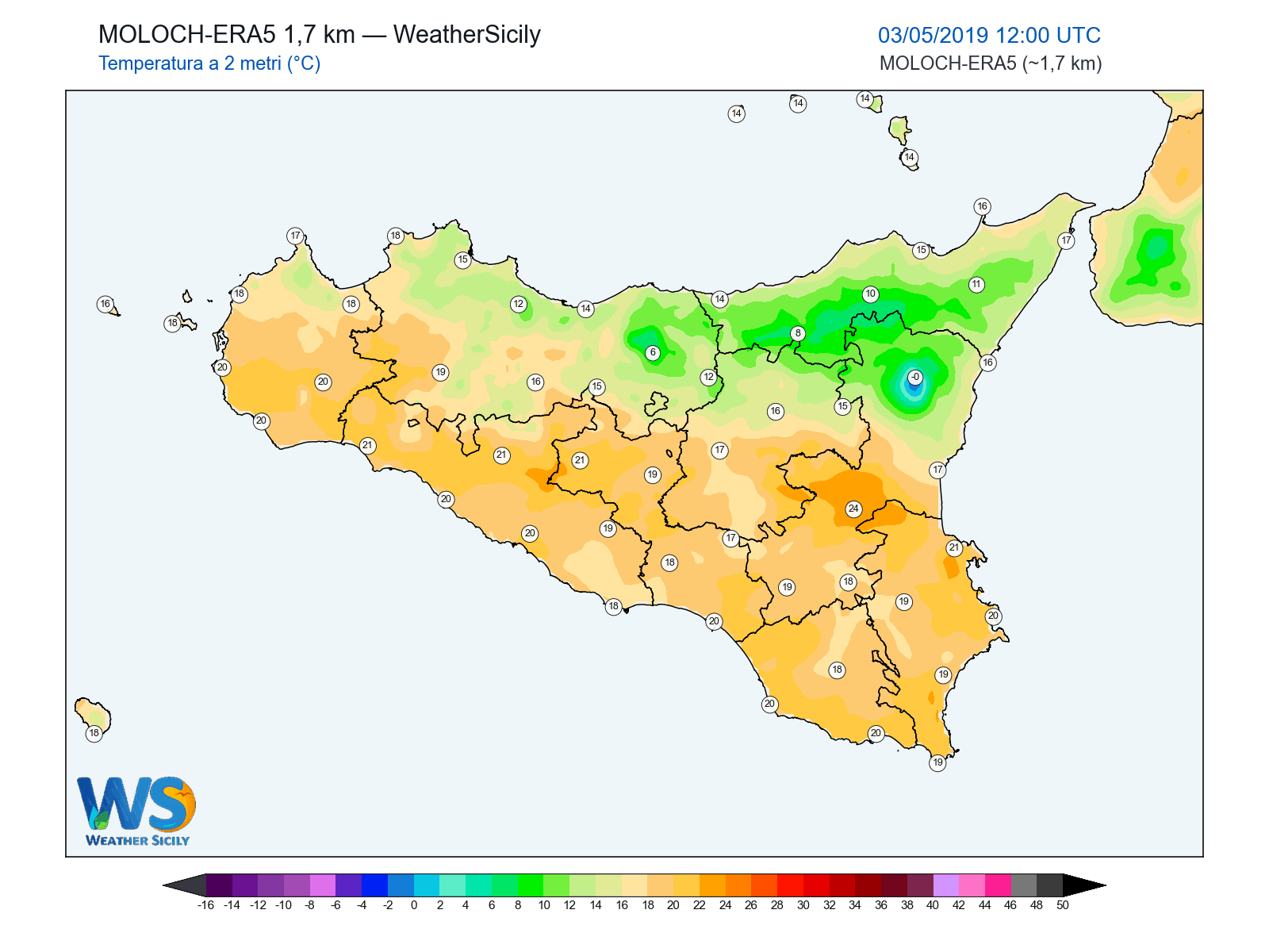 Temperatura a 2 metri · 2019050312