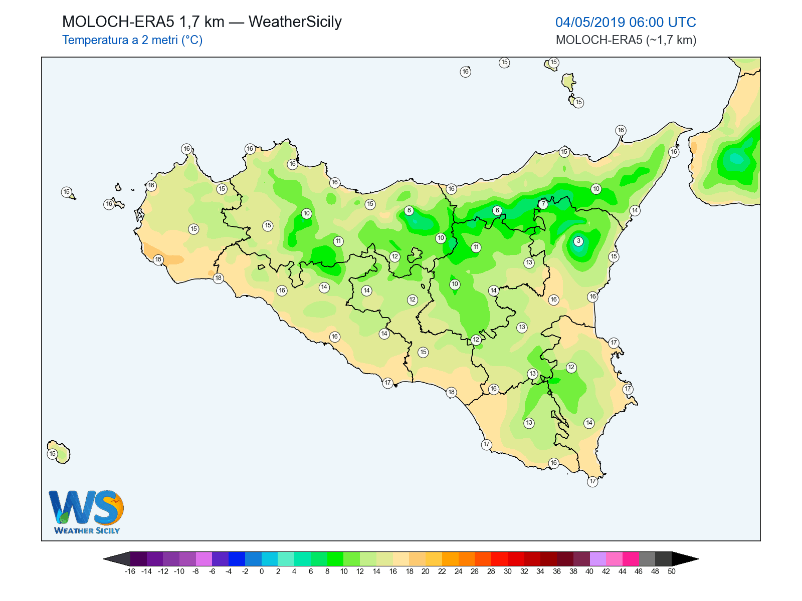 Temperatura a 2 metri · 2019050406