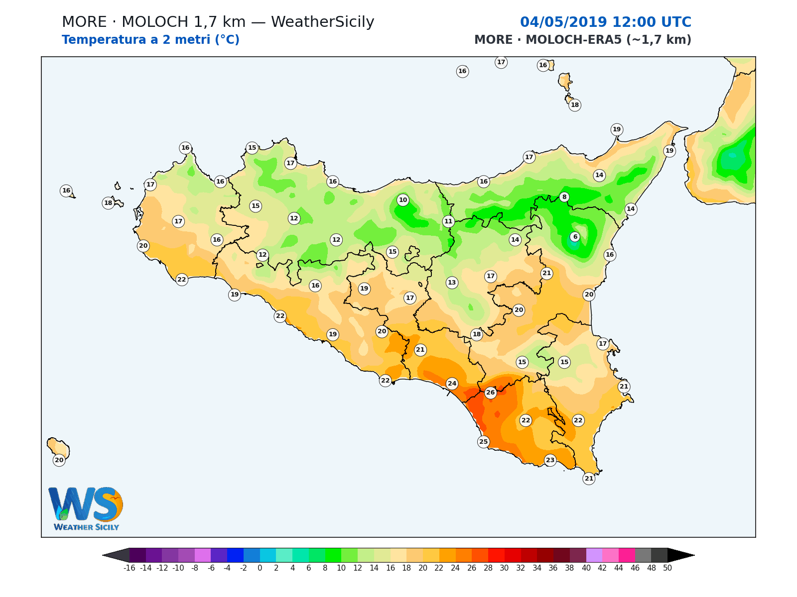 Temperatura a 2 metri · 2019050412