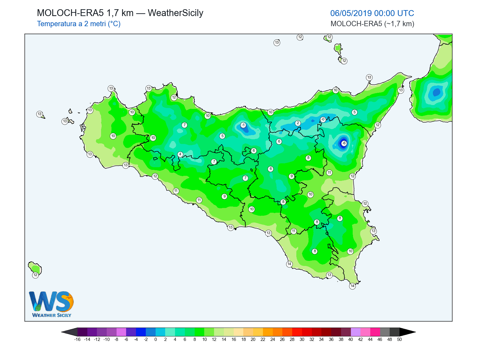 Temperatura a 2 metri · 2019050600