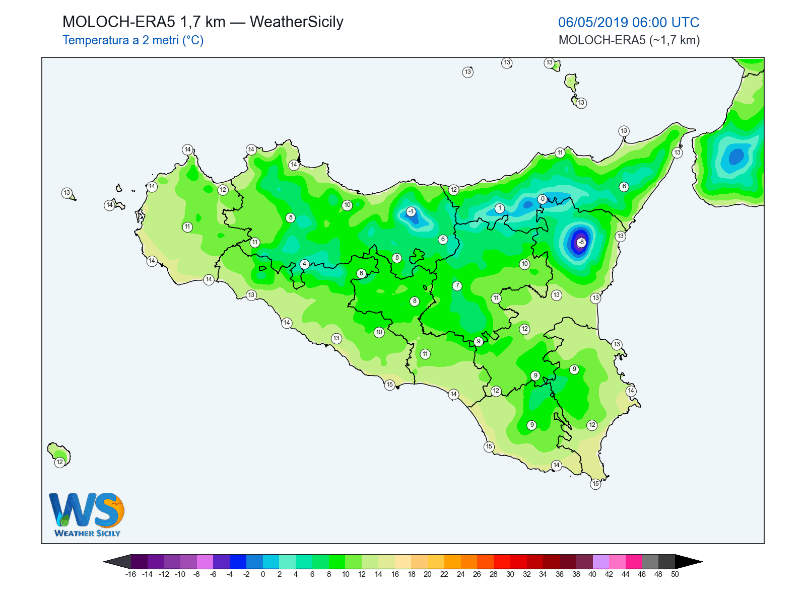 Temperatura a 2 metri · 2019050606
