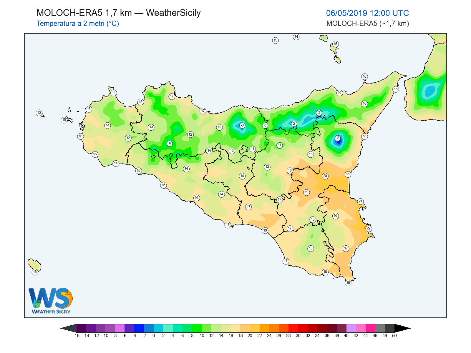 Temperatura a 2 metri · 2019050612