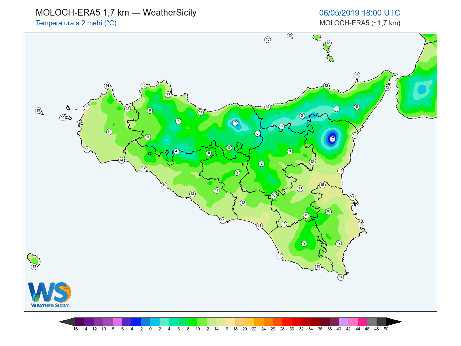 Temperatura a 2 metri · 2019050618