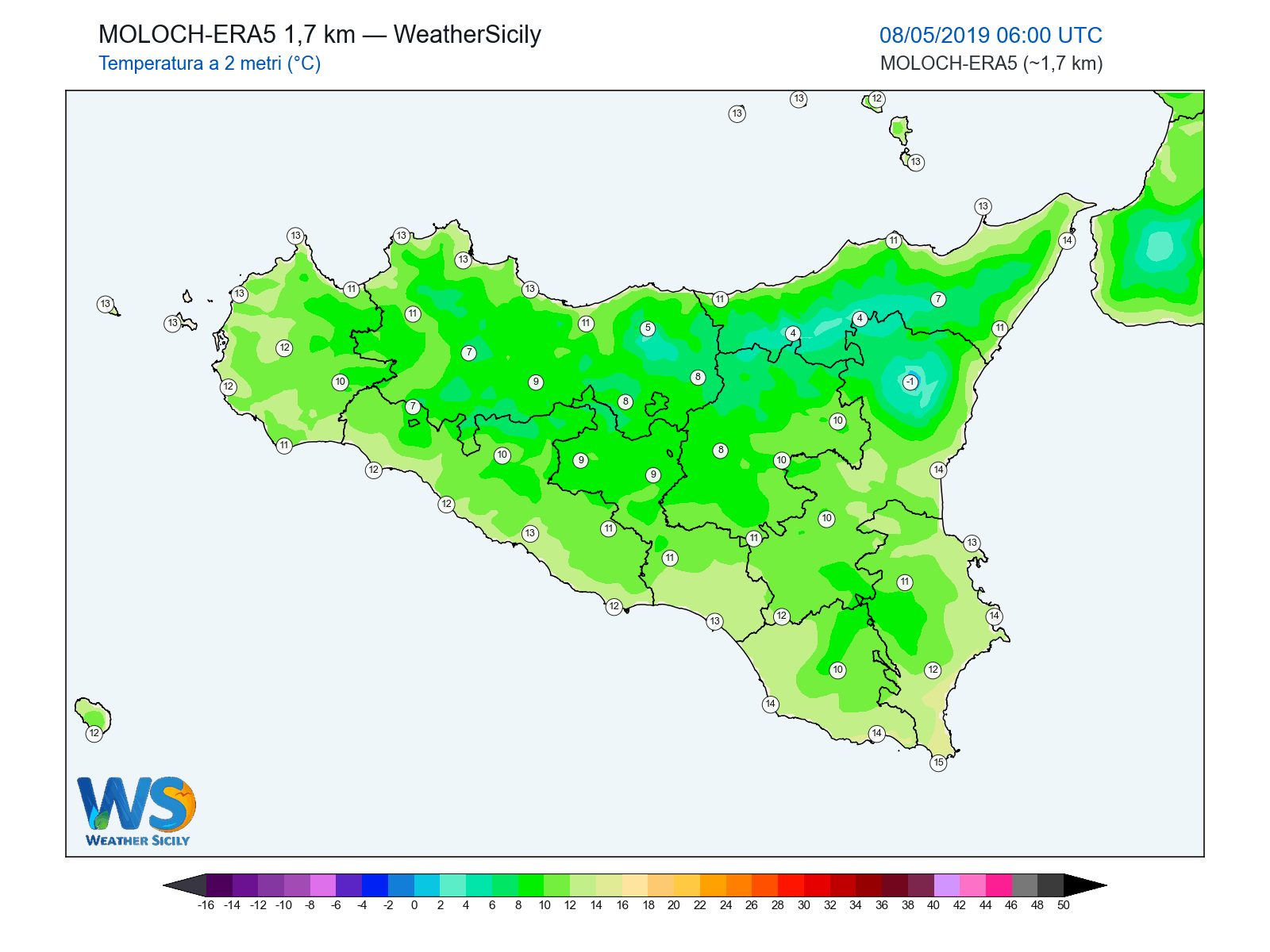 Temperatura a 2 metri · 2019050806