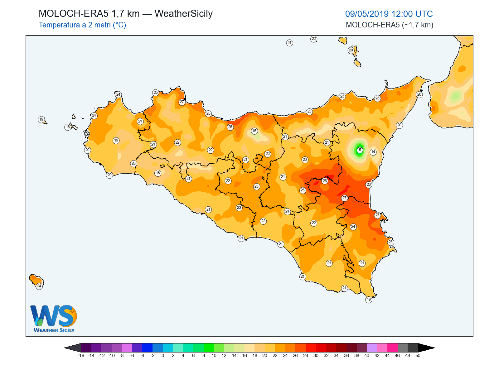 Temperatura a 2 metri · 2019050912