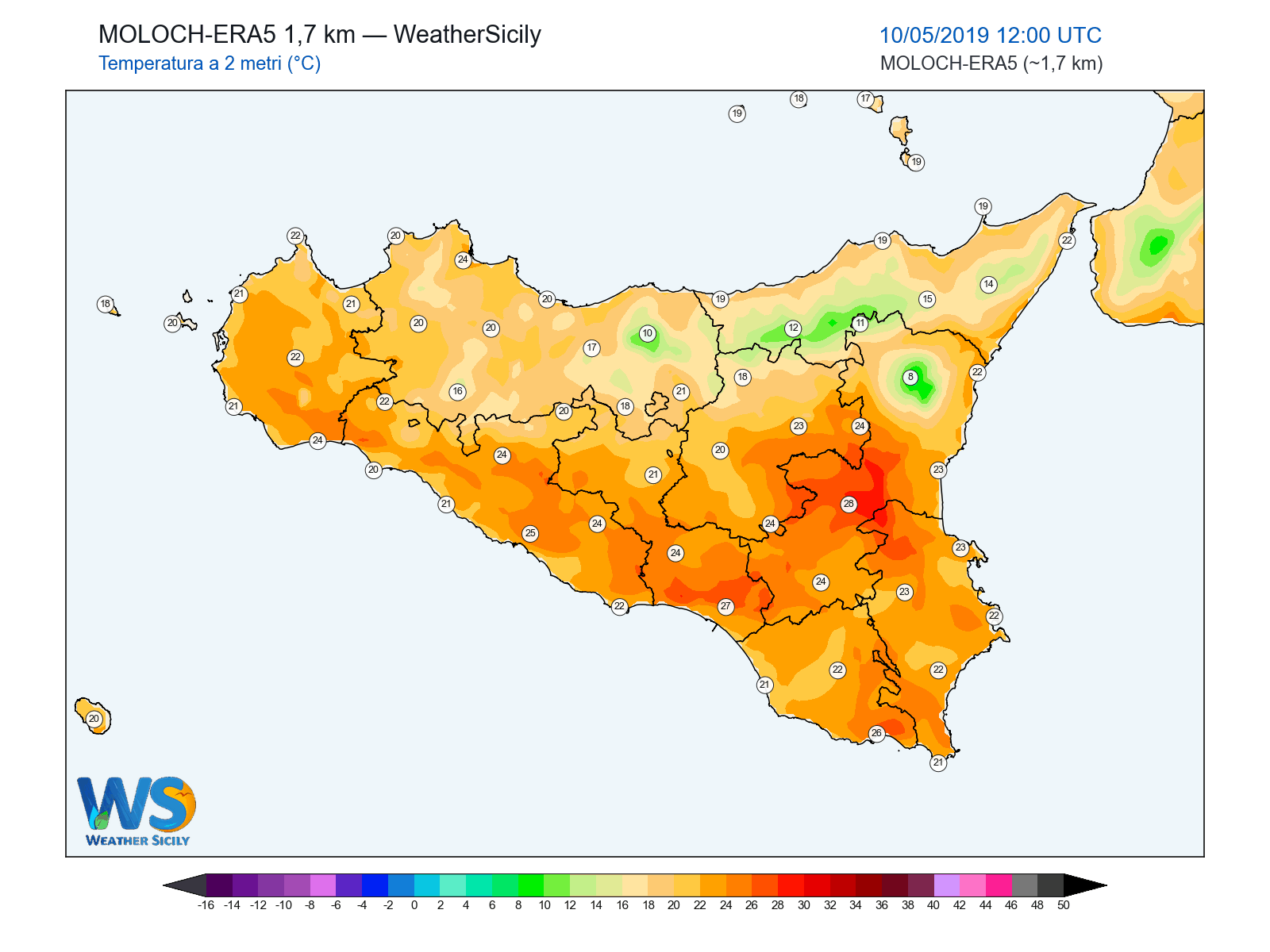 Temperatura a 2 metri · 2019051012