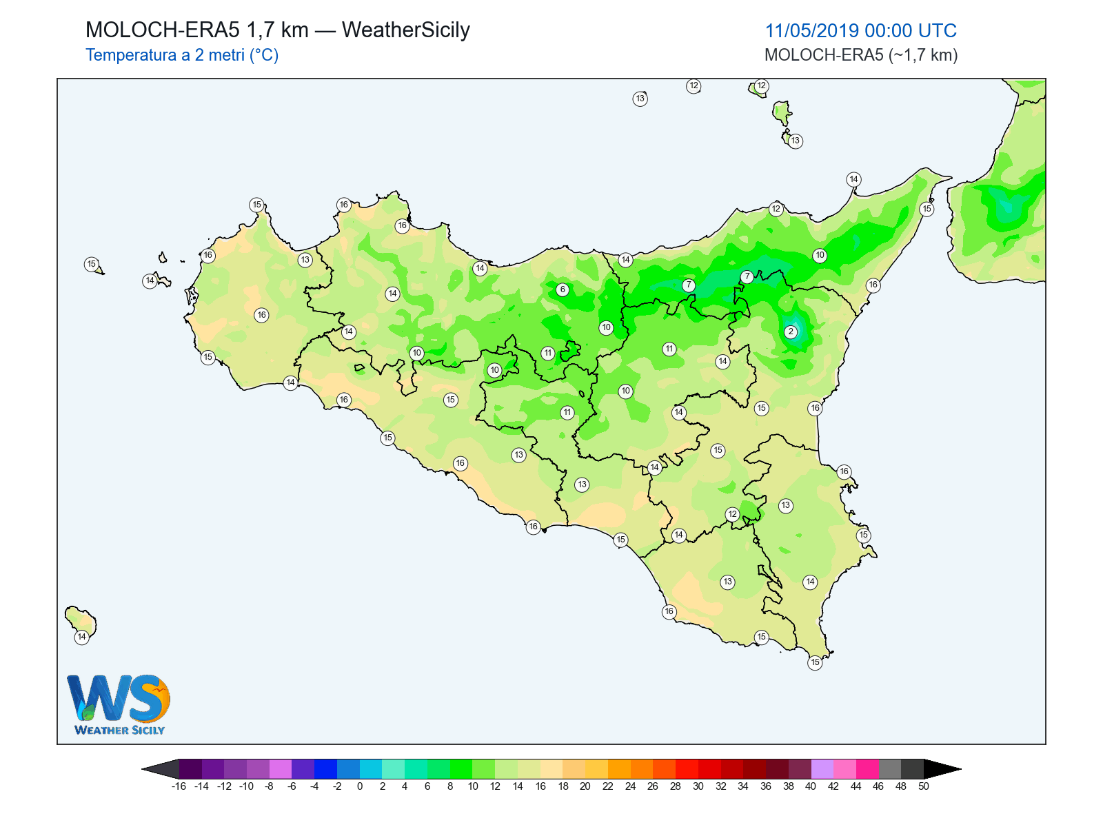 Temperatura a 2 metri · 2019051100