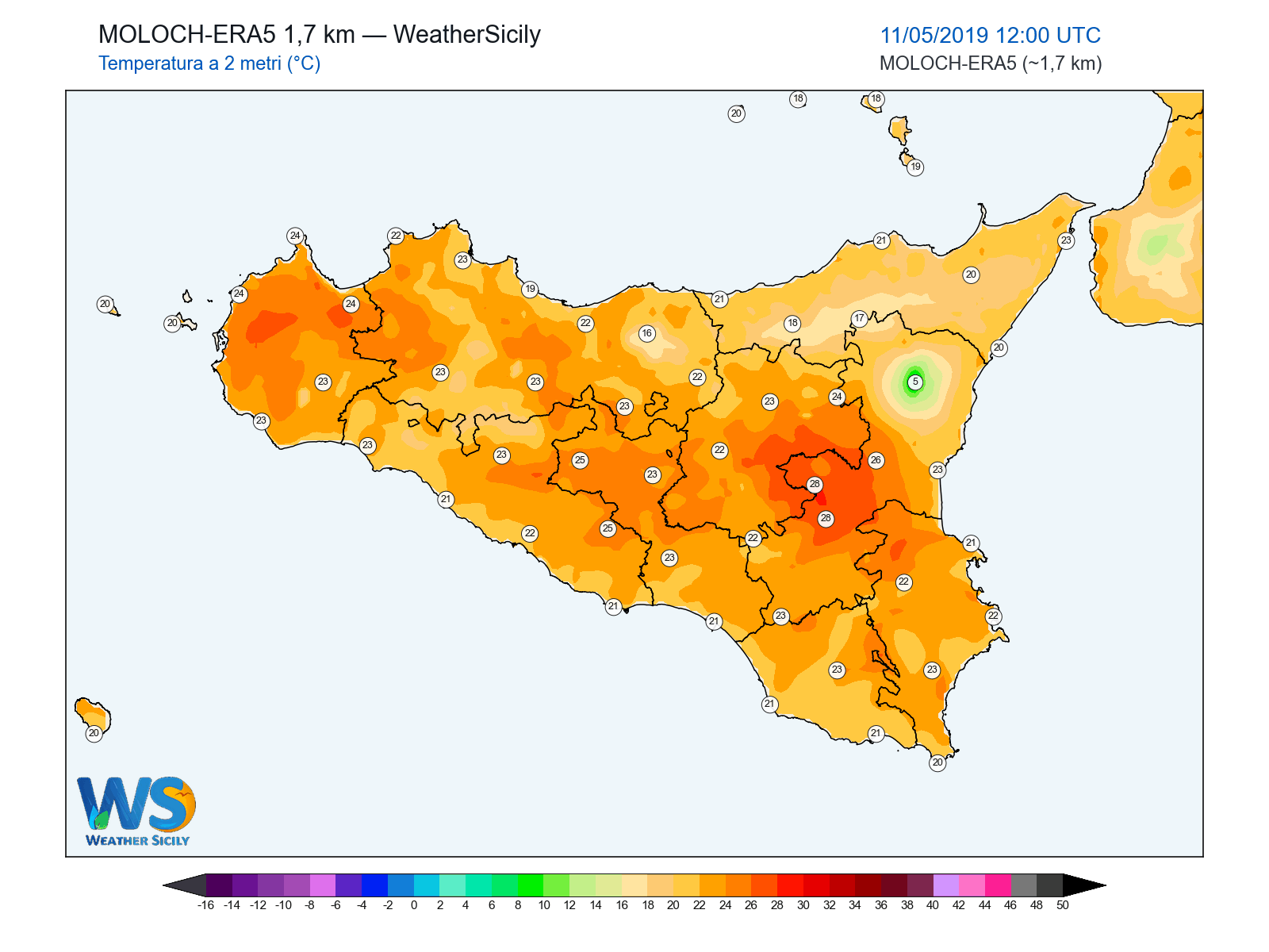 Temperatura a 2 metri · 2019051112
