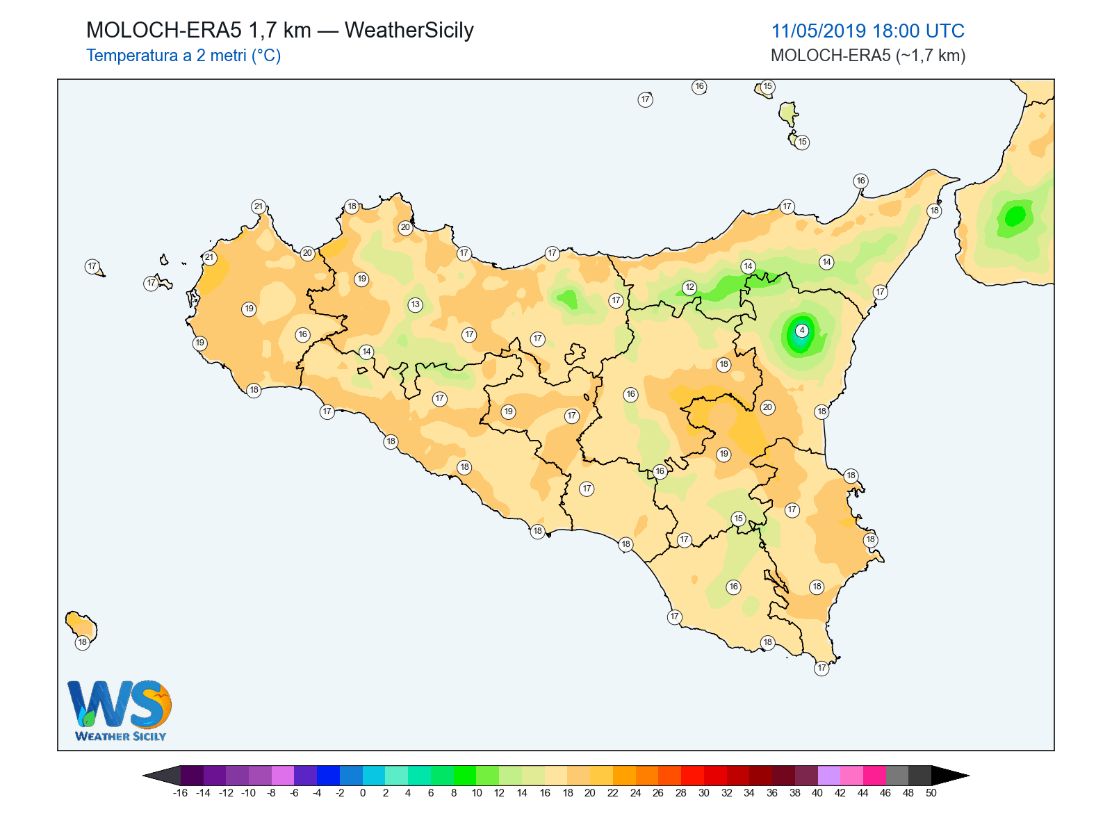 Temperatura a 2 metri · 2019051118