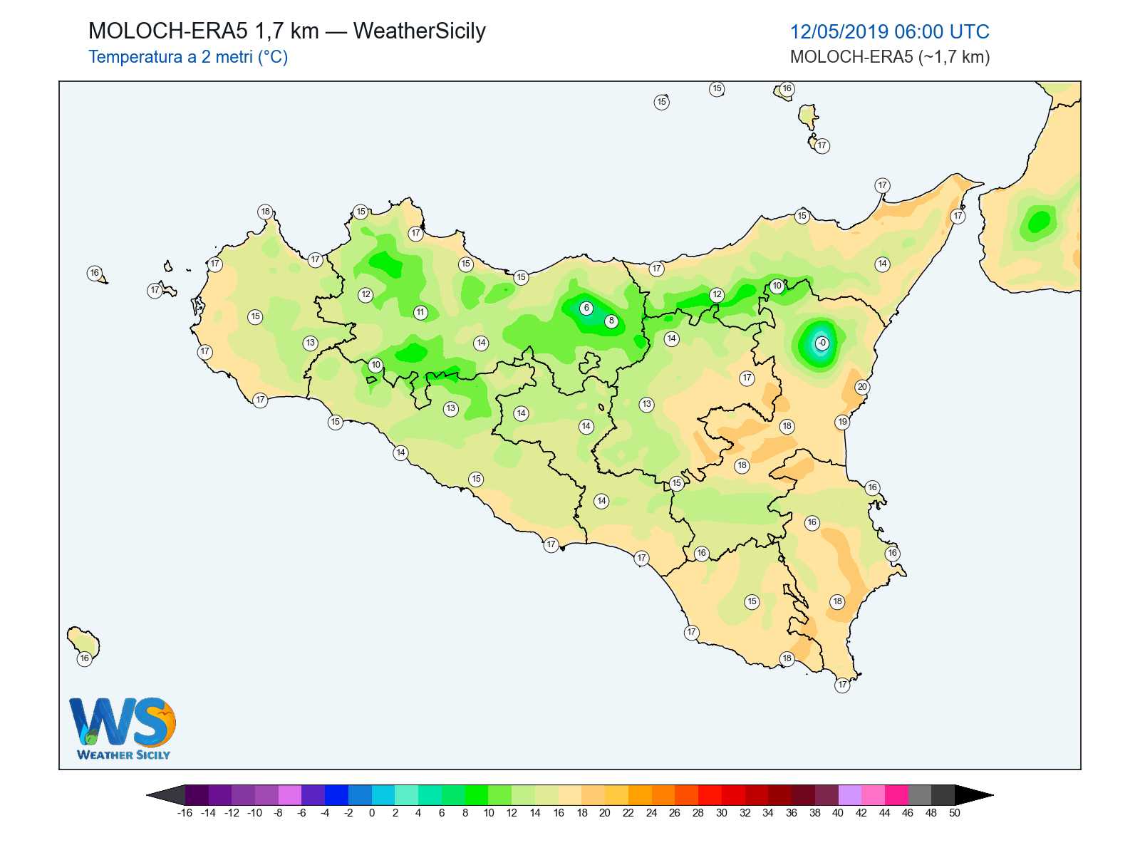 Temperatura a 2 metri · 2019051206