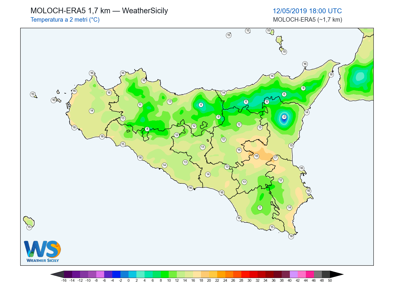 Temperatura a 2 metri · 2019051218