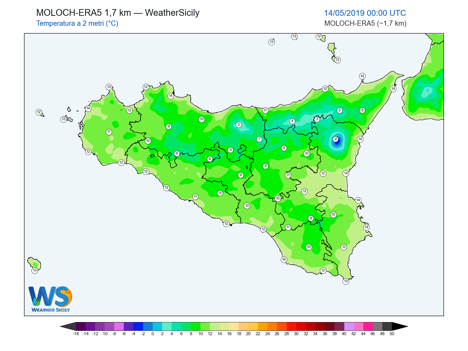 Temperatura a 2 metri · 2019051400