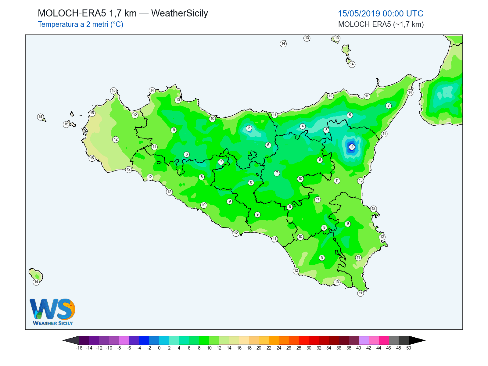 Temperatura a 2 metri · 2019051500