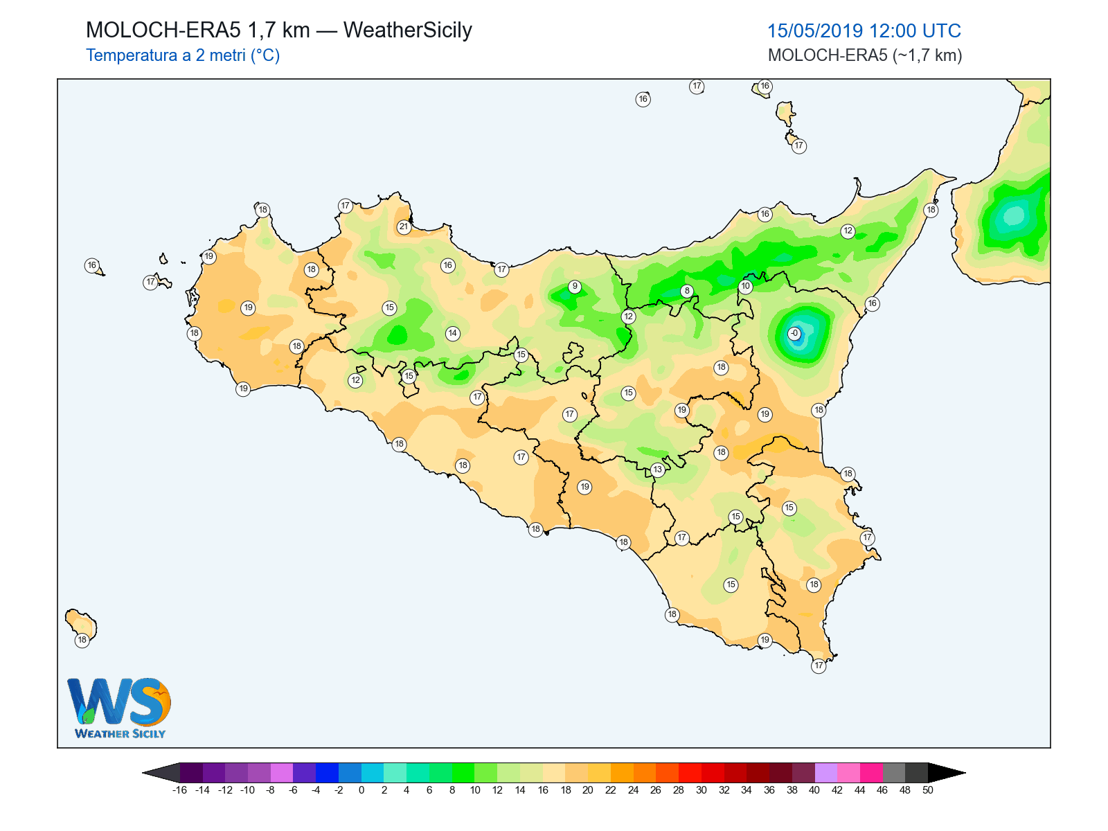 Temperatura a 2 metri · 2019051512