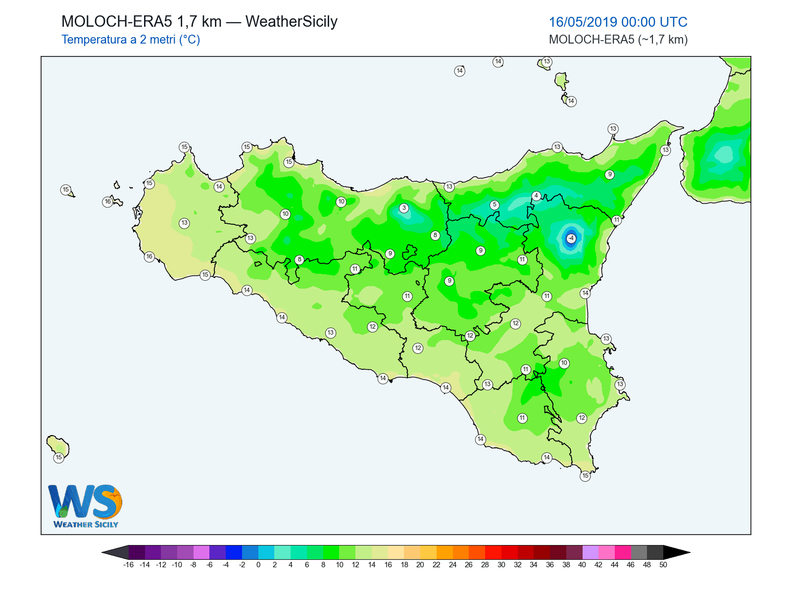 Temperatura a 2 metri · 2019051600