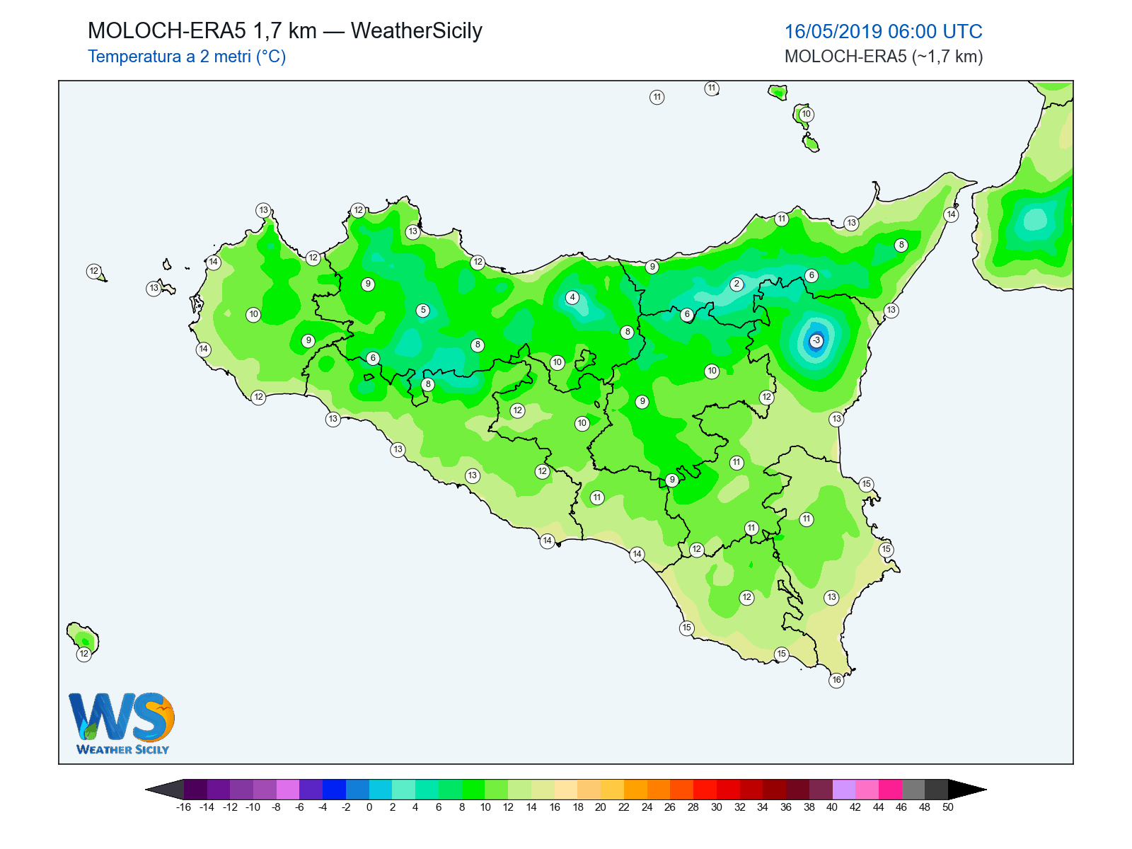 Temperatura a 2 metri · 2019051606