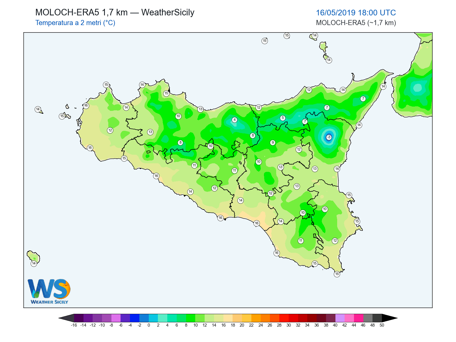 Temperatura a 2 metri · 2019051618