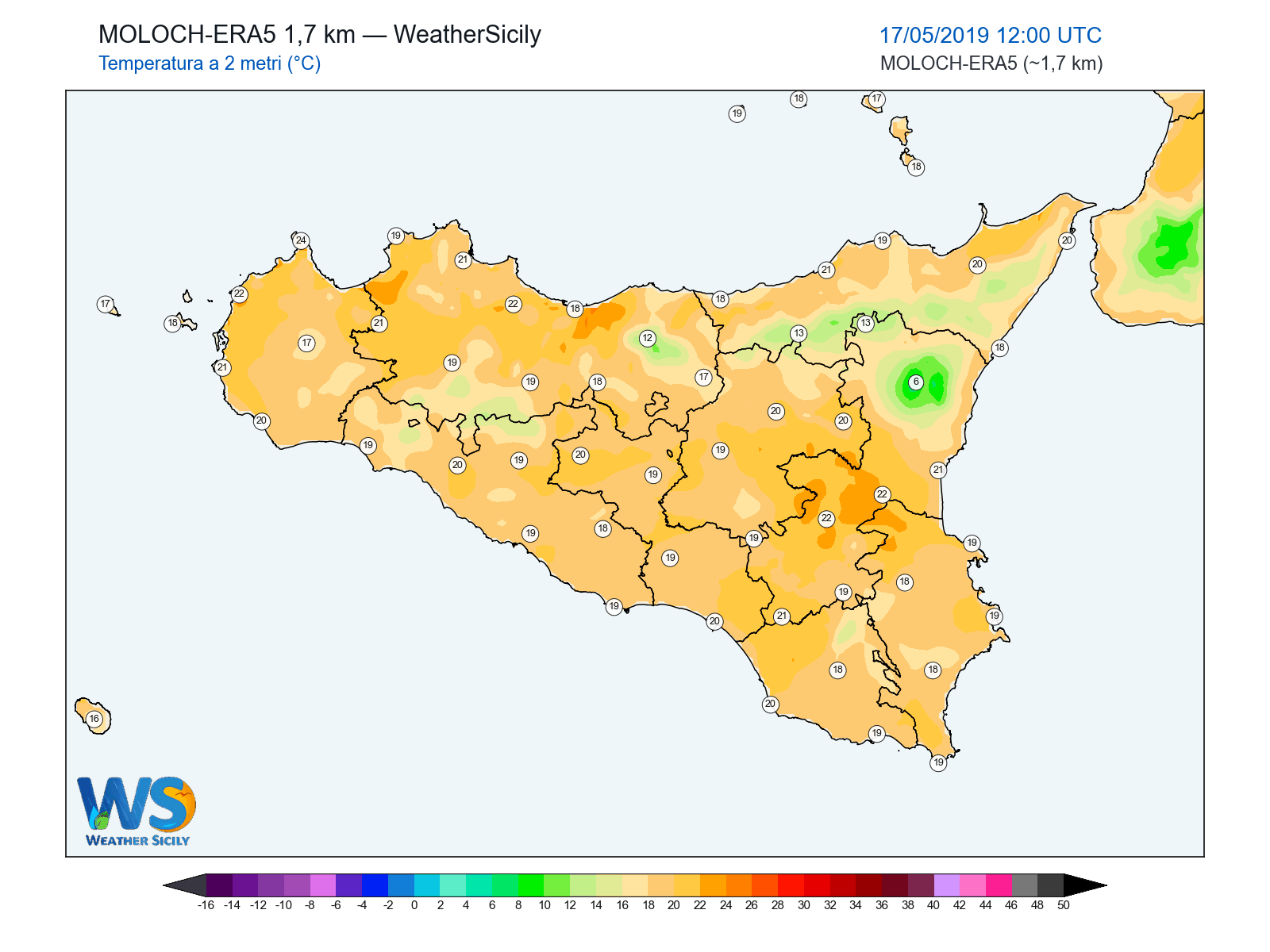 Temperatura a 2 metri · 2019051712