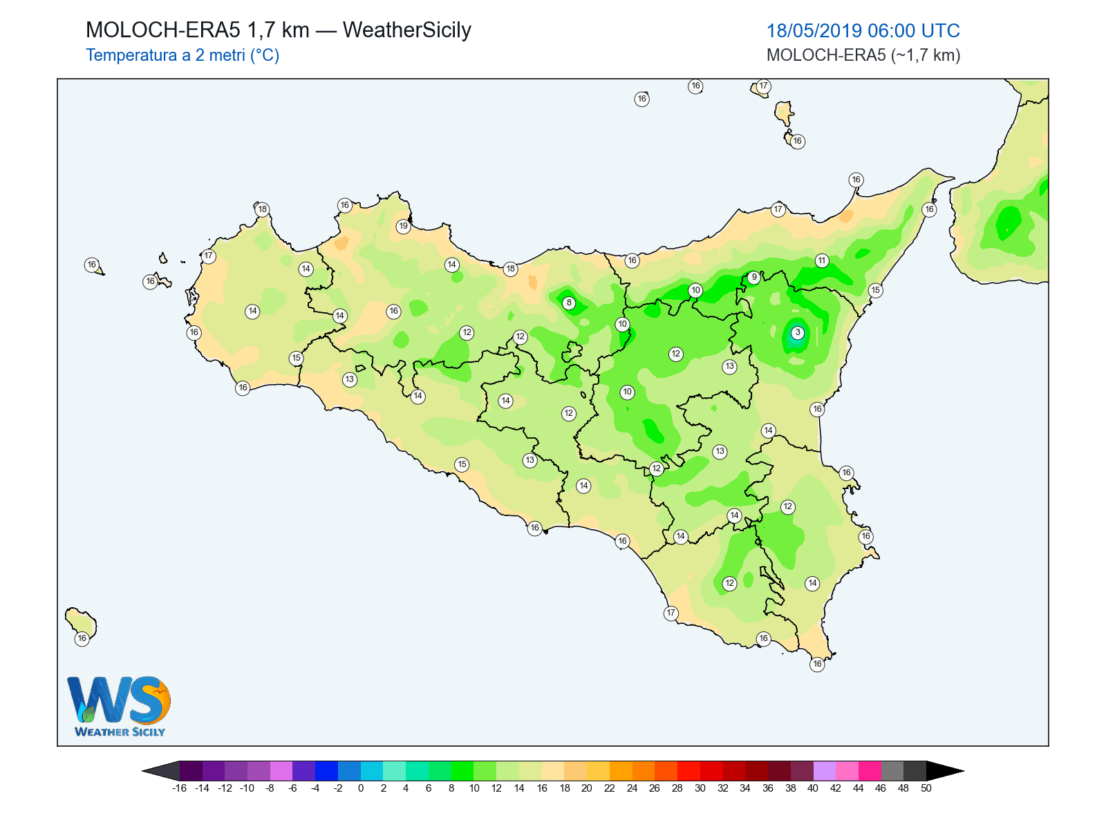 Temperatura a 2 metri · 2019051806