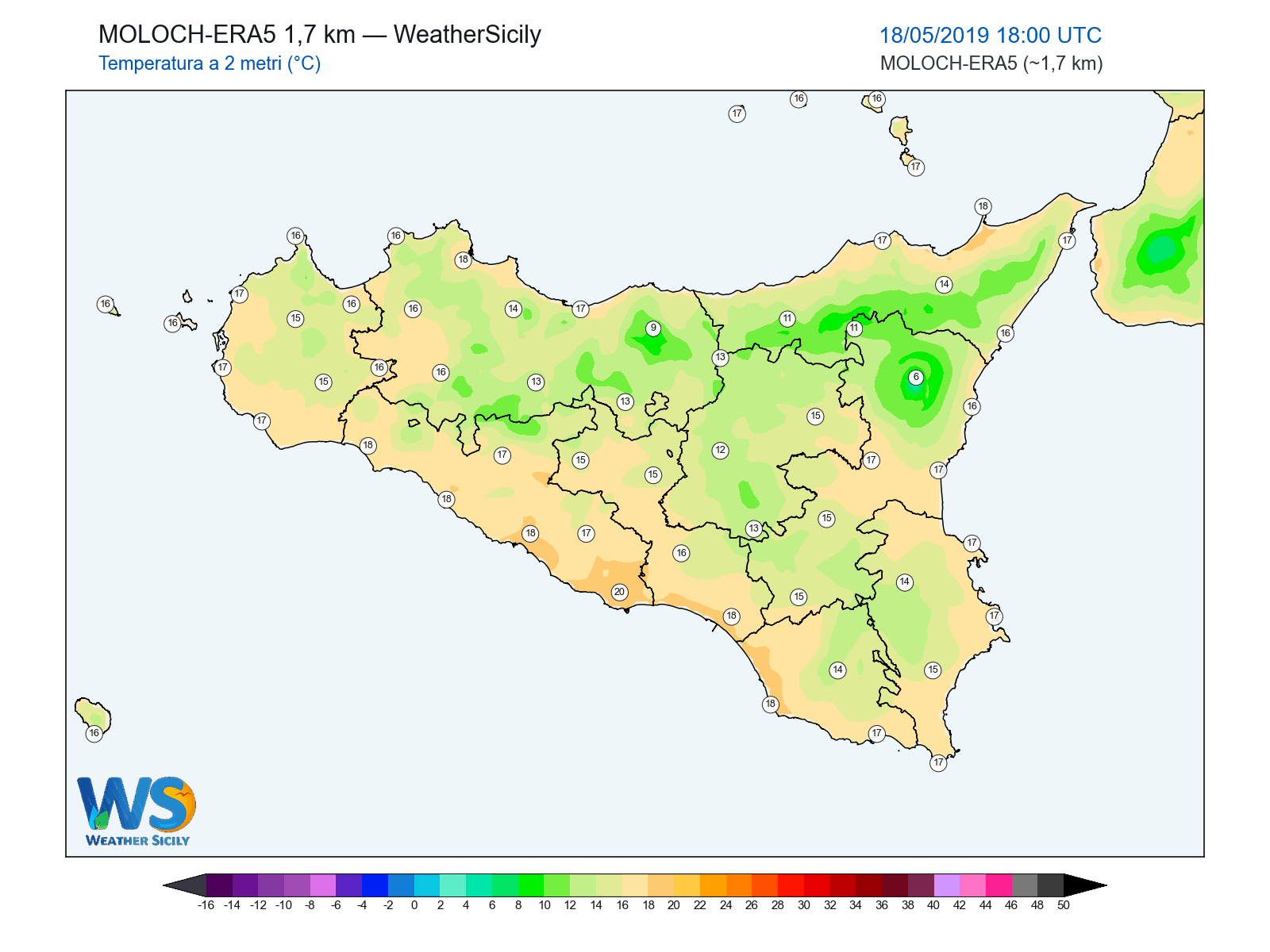 Temperatura a 2 metri · 2019051818