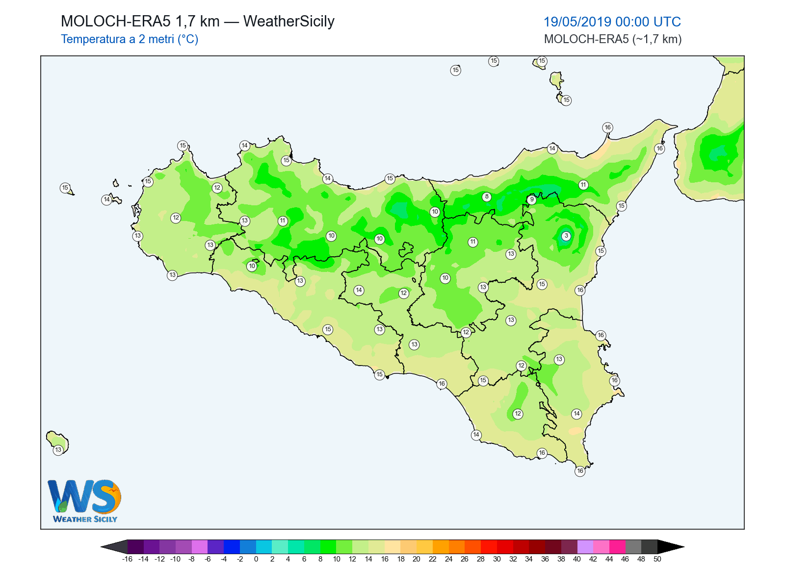 Temperatura a 2 metri · 2019051900