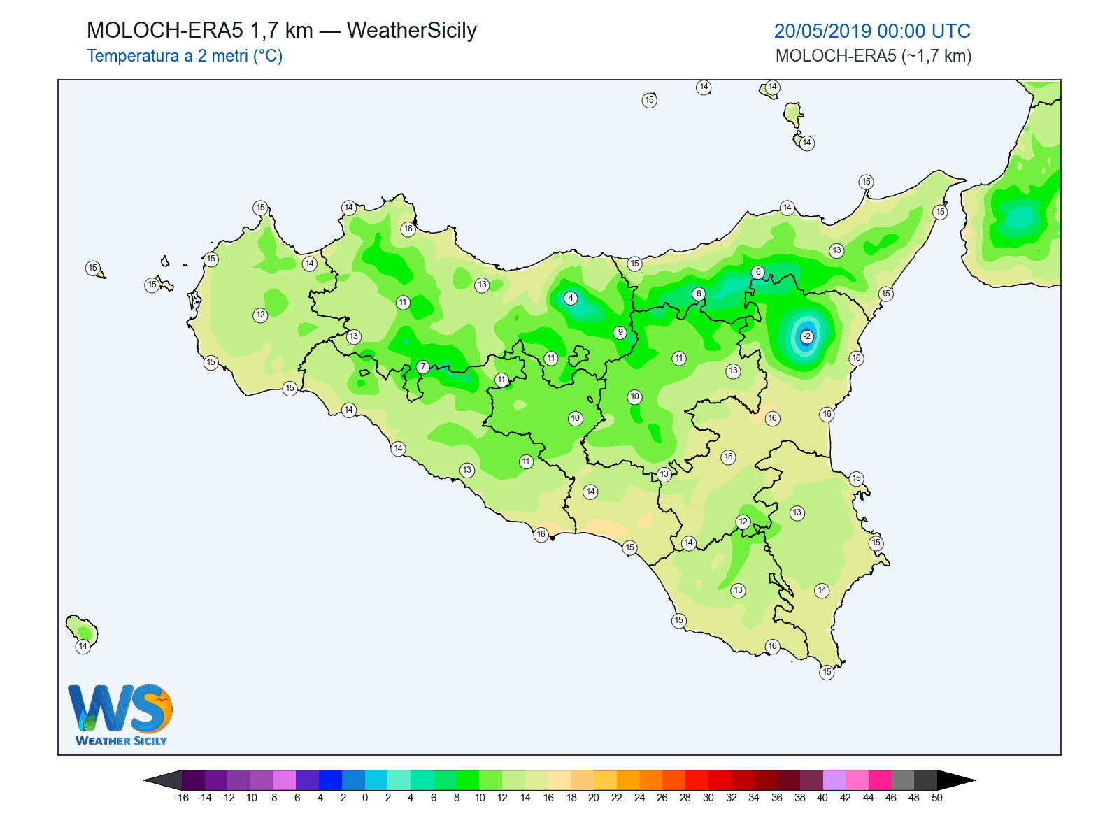 Temperatura a 2 metri · 2019052000