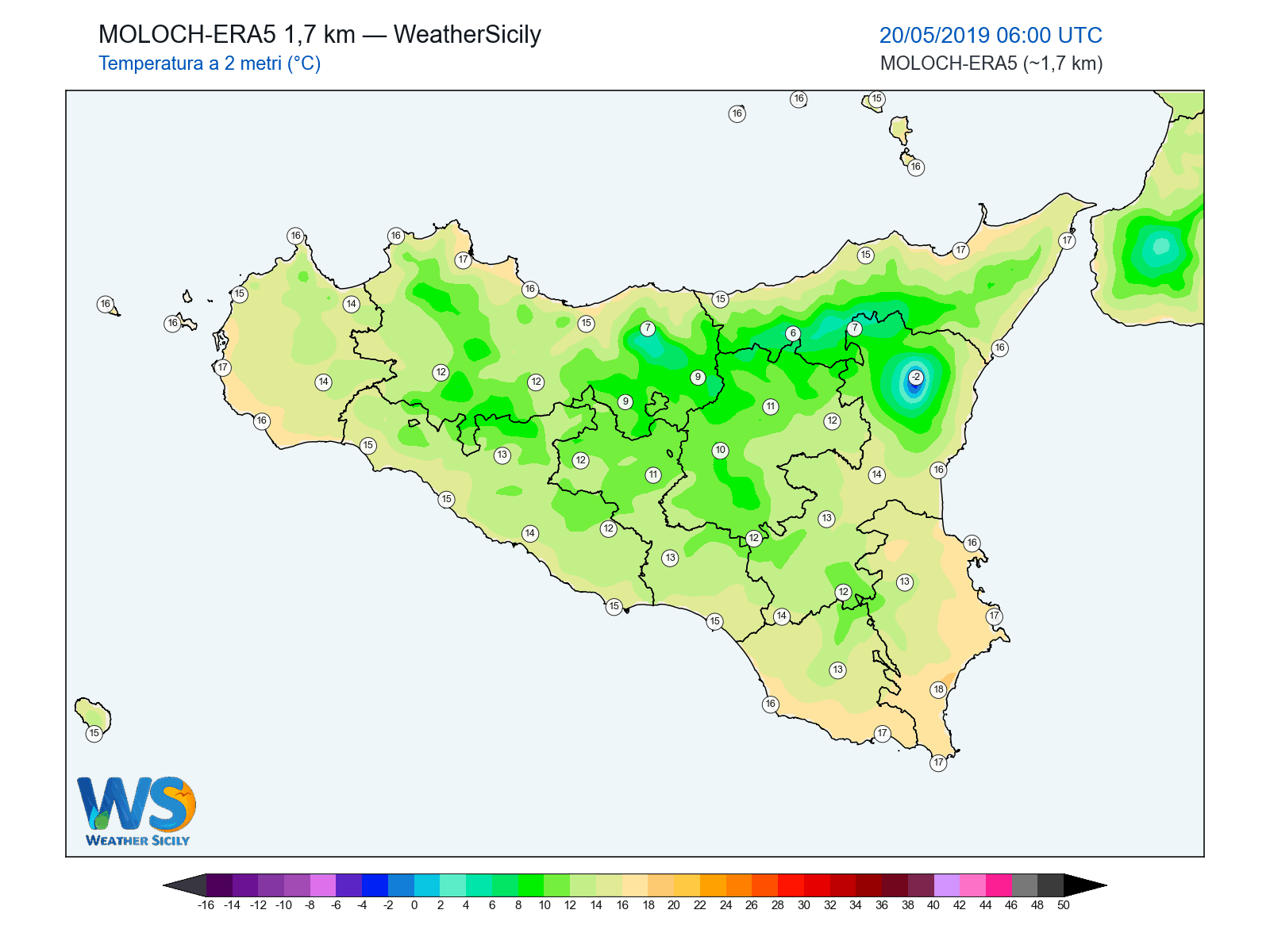 Temperatura a 2 metri · 2019052006