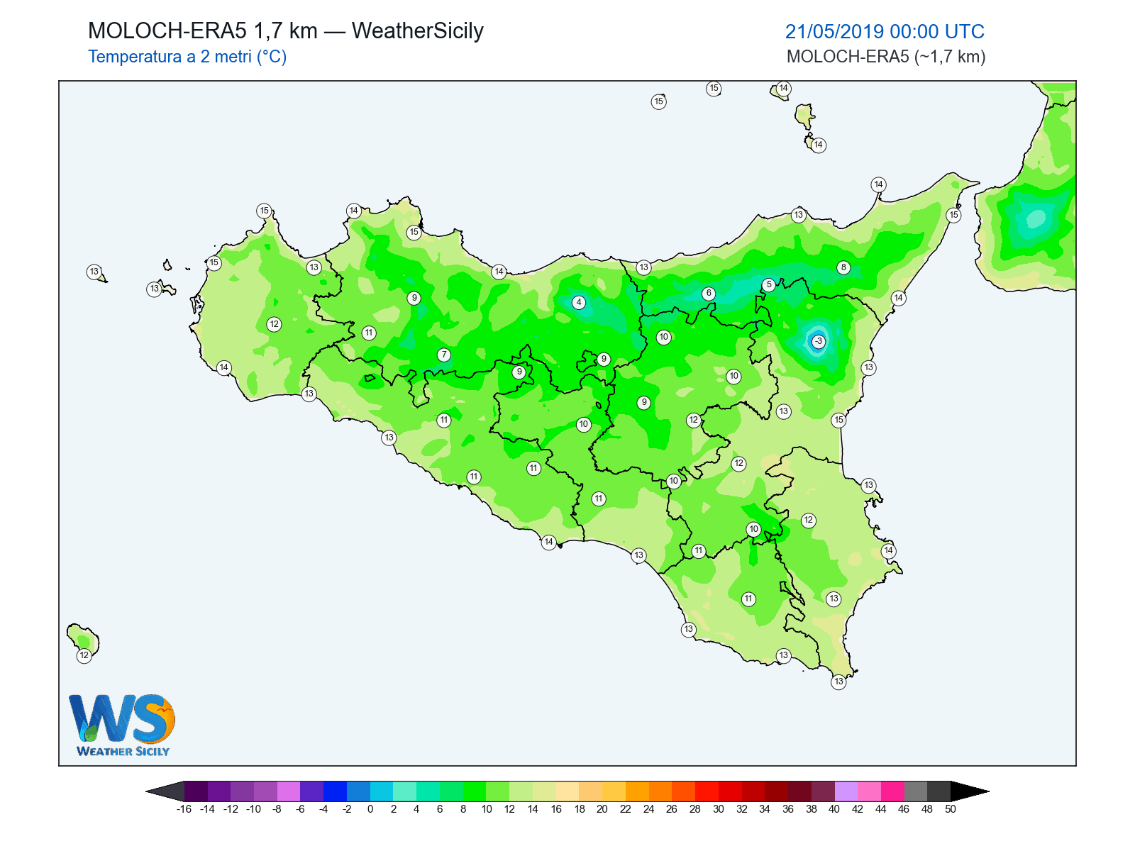 Temperatura a 2 metri · 2019052100
