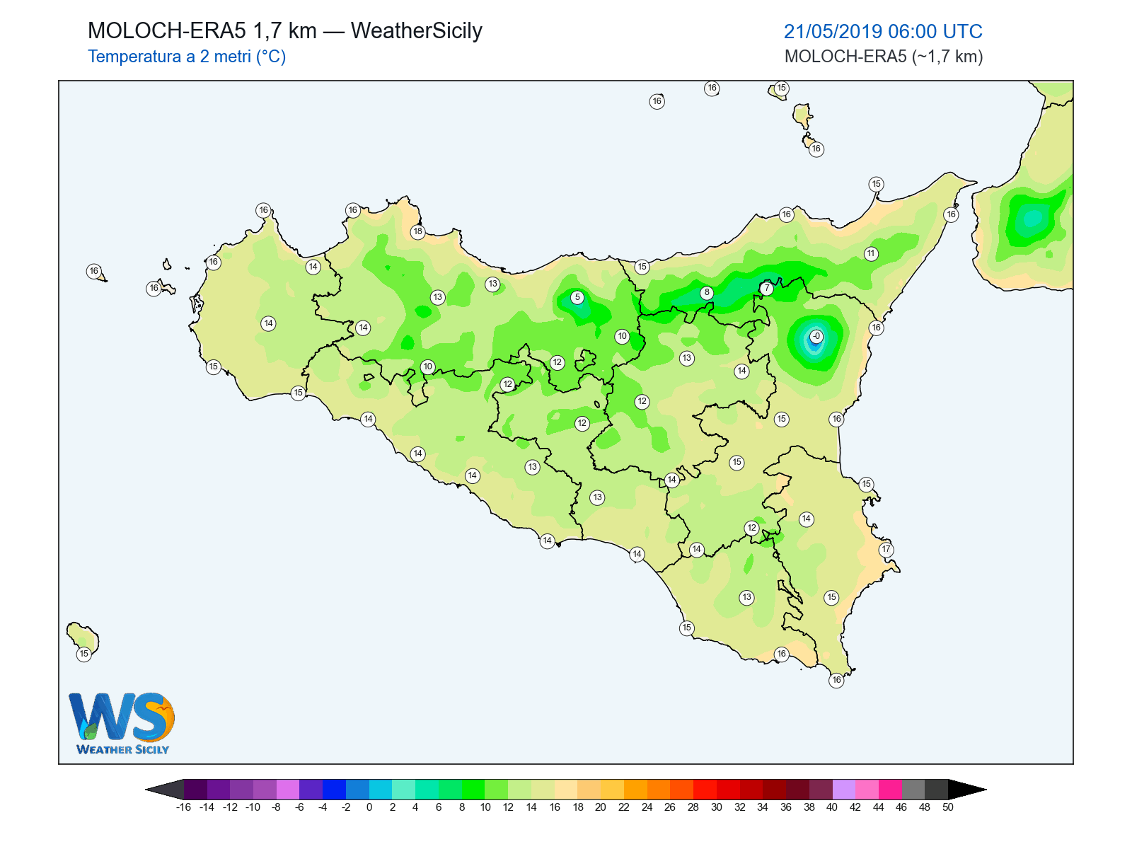 Temperatura a 2 metri · 2019052106