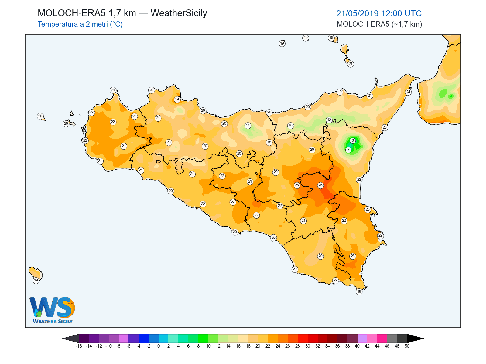 Temperatura a 2 metri · 2019052112