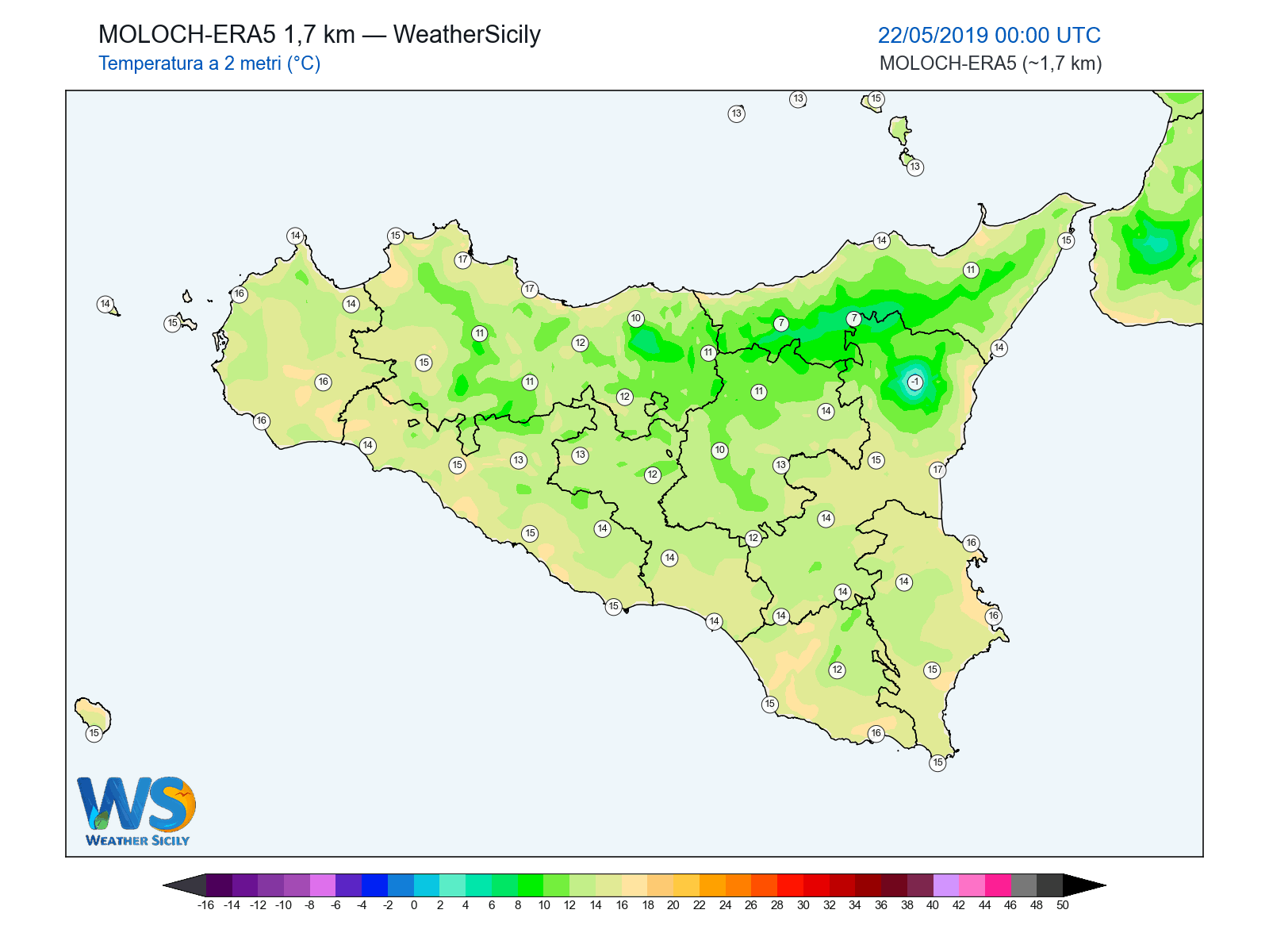 Temperatura a 2 metri · 2019052200