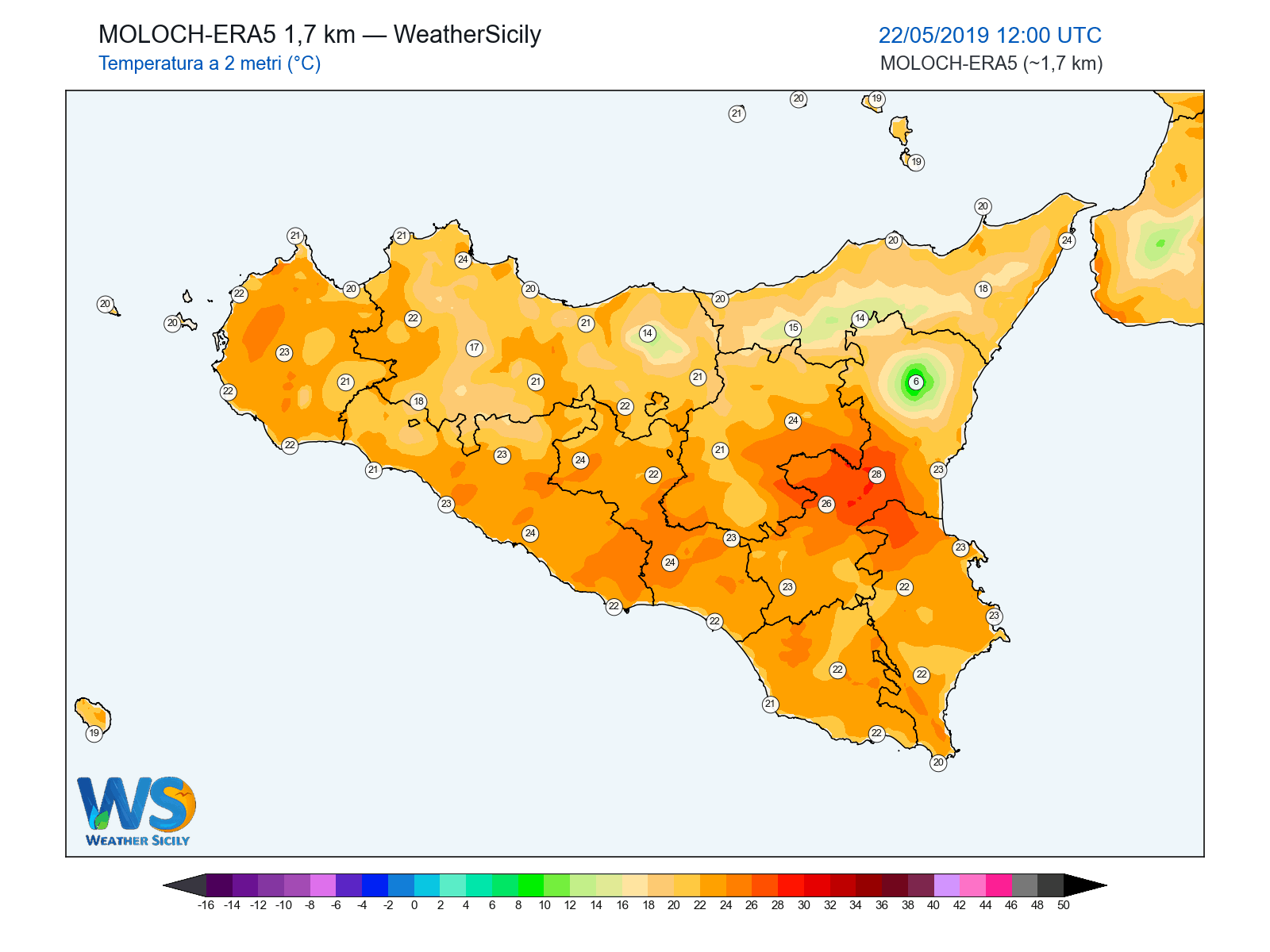 Temperatura a 2 metri · 2019052212