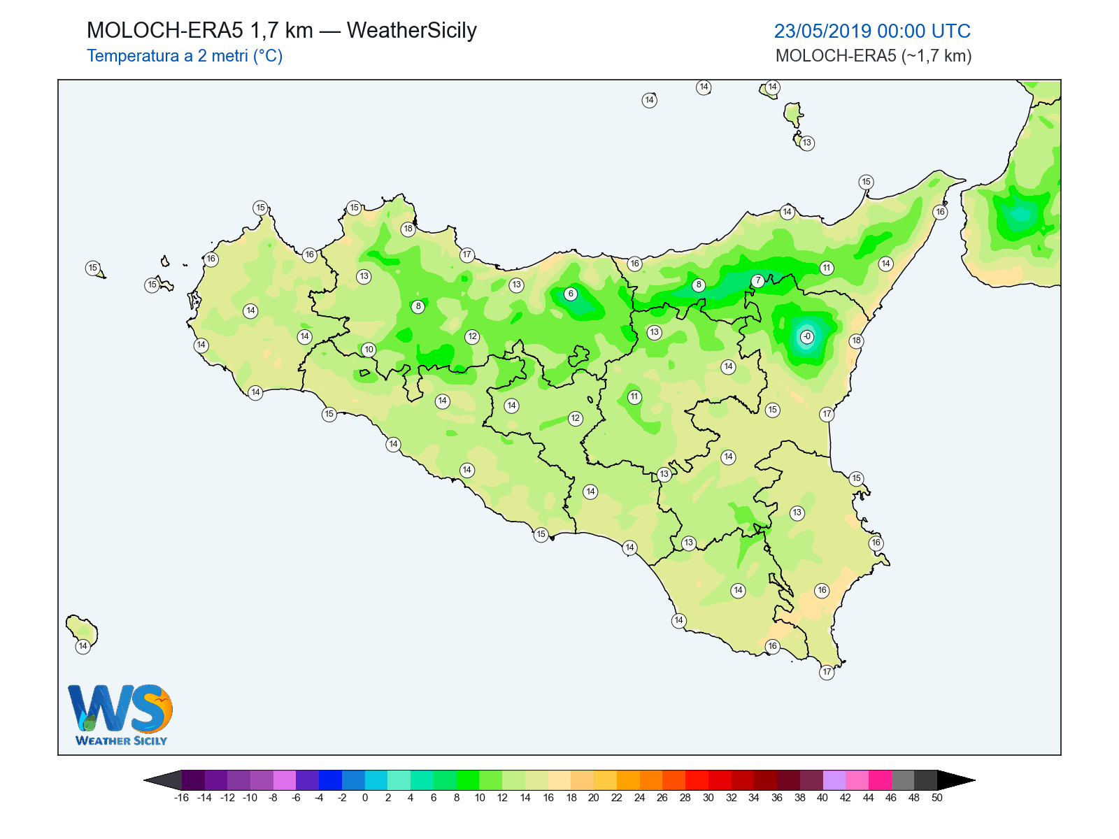 Temperatura a 2 metri · 2019052300