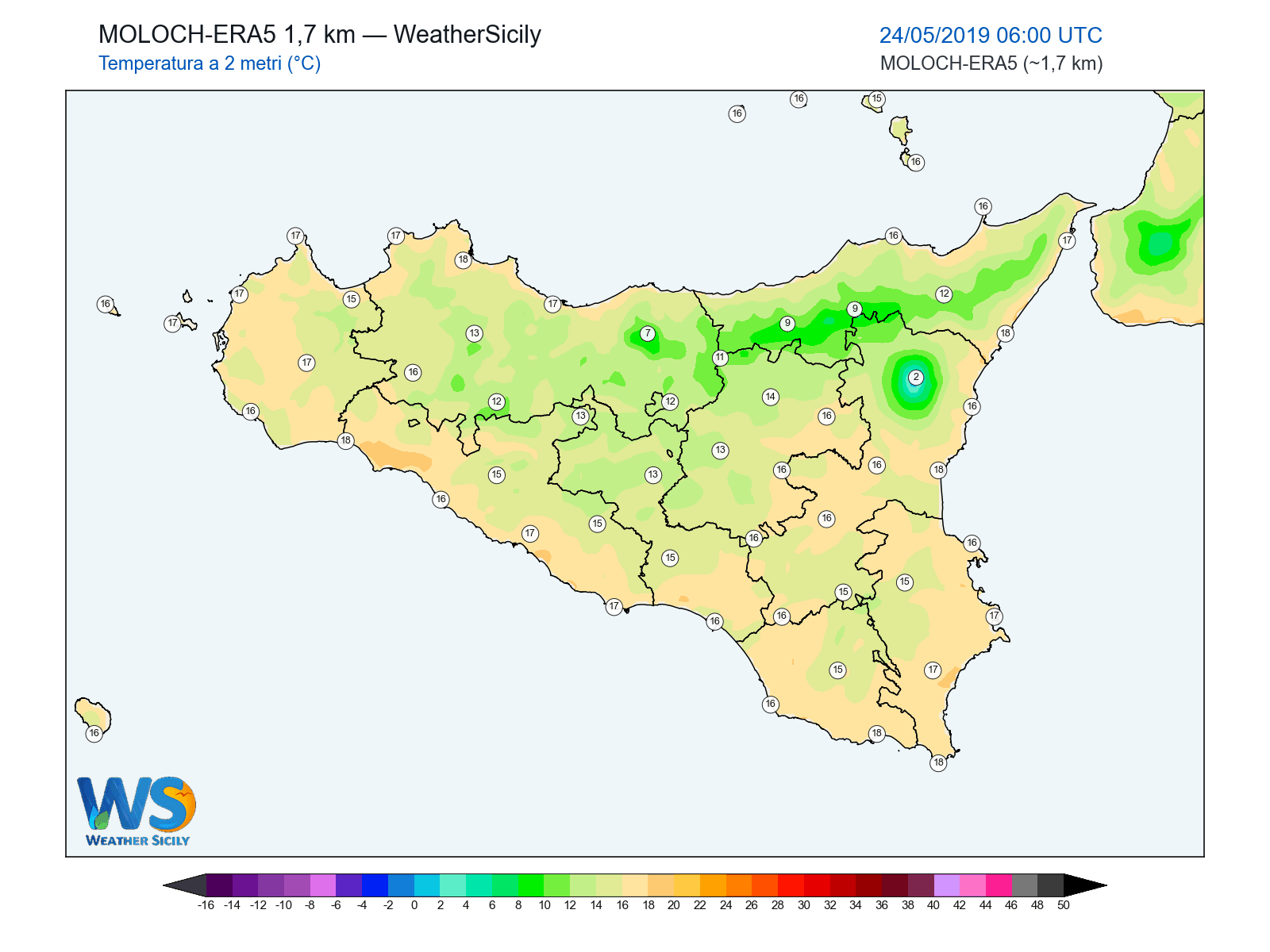 Temperatura a 2 metri · 2019052406