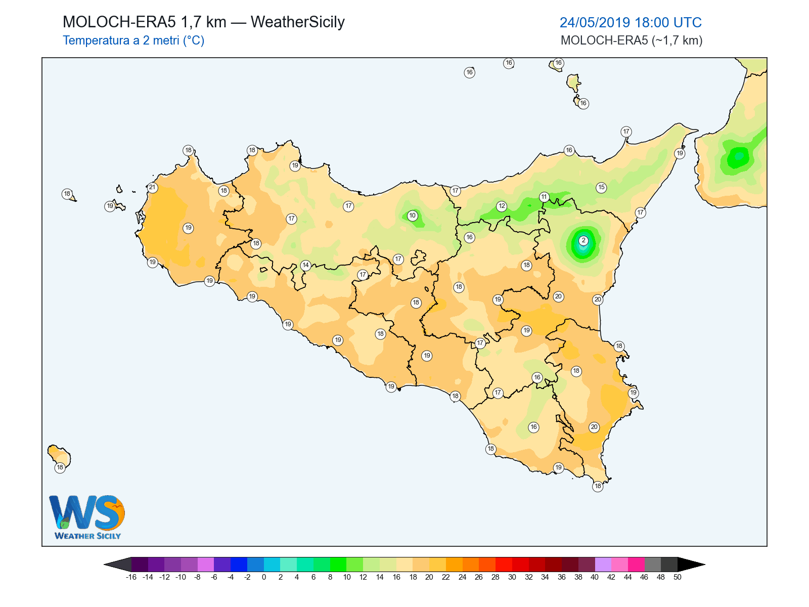 Temperatura a 2 metri · 2019052418