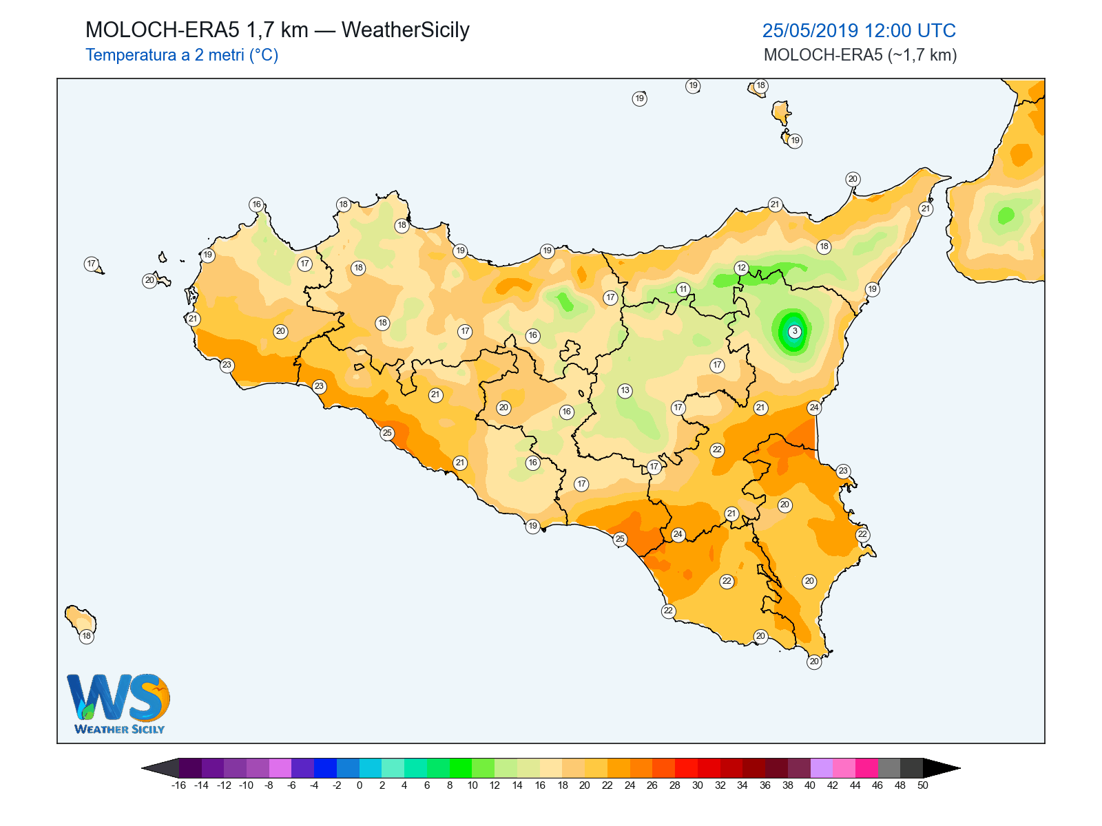 Temperatura a 2 metri · 2019052512