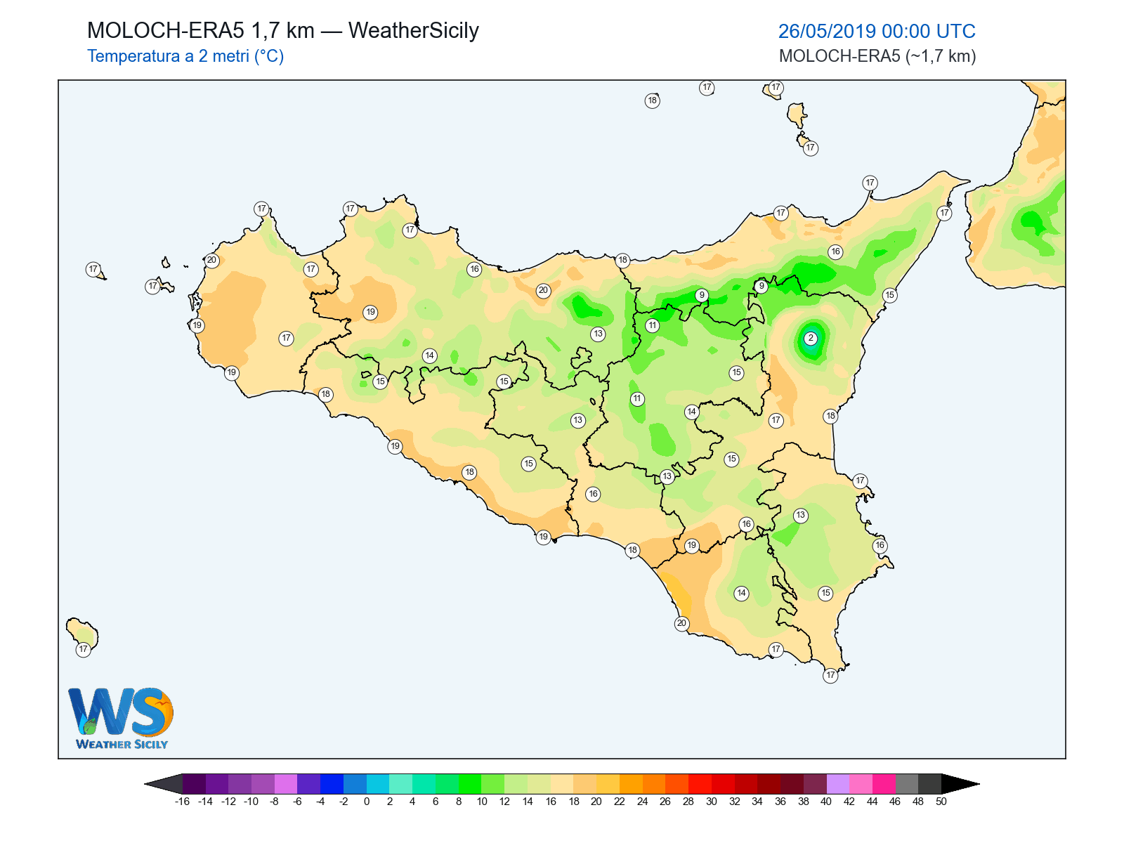 Temperatura a 2 metri · 2019052600