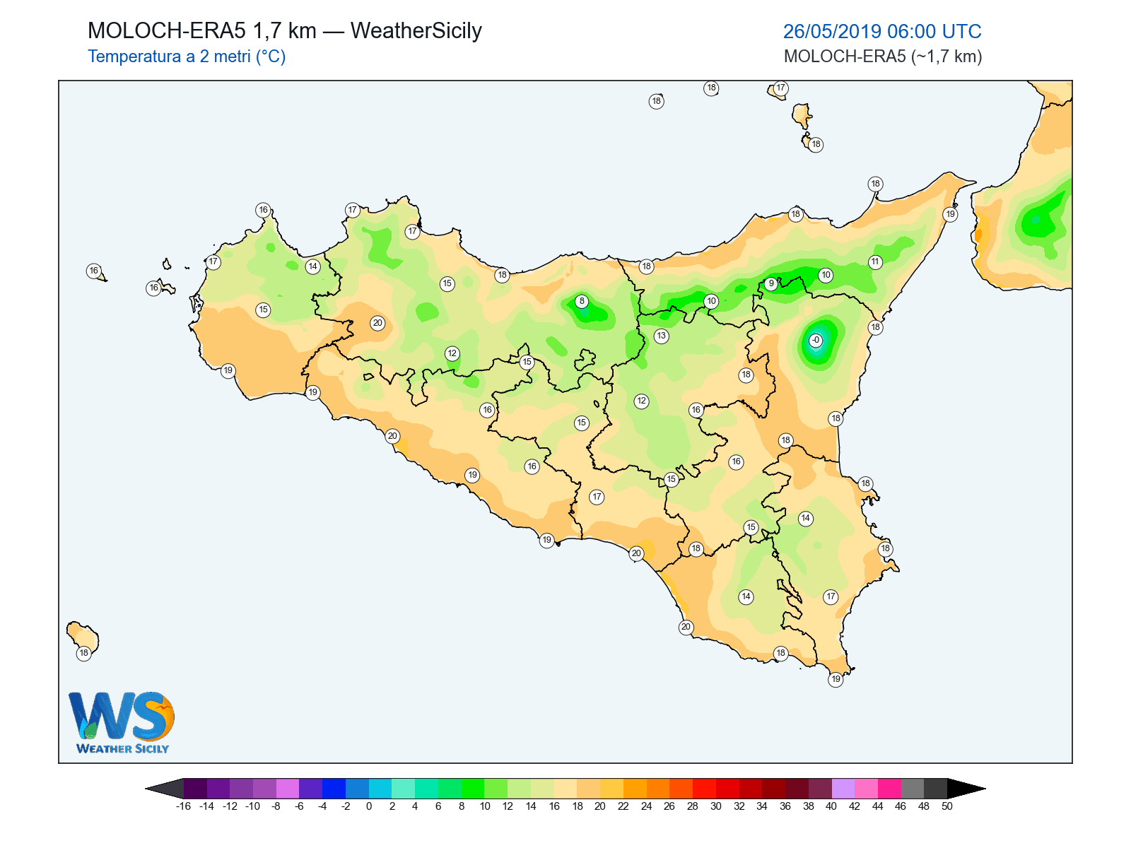 Temperatura a 2 metri · 2019052606