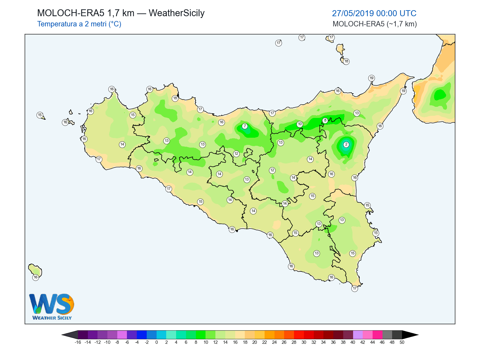 Temperatura a 2 metri · 2019052700