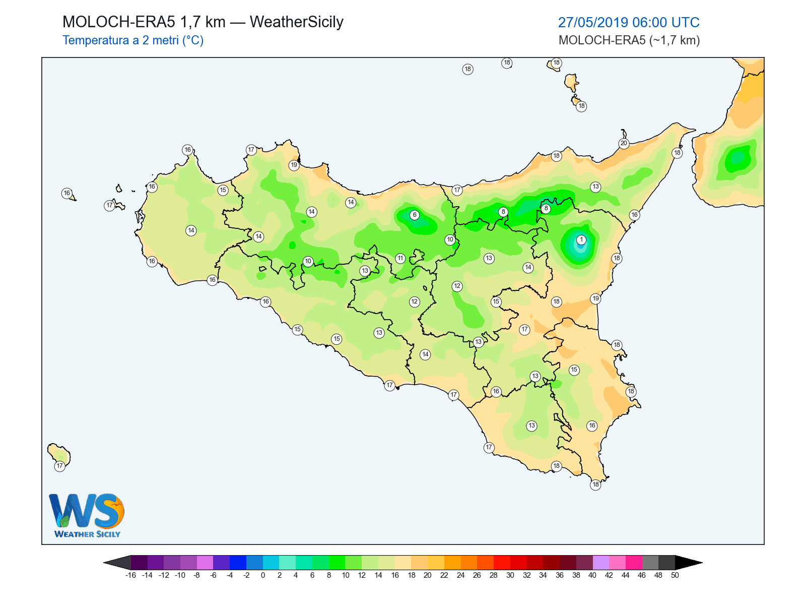 Temperatura a 2 metri · 2019052706