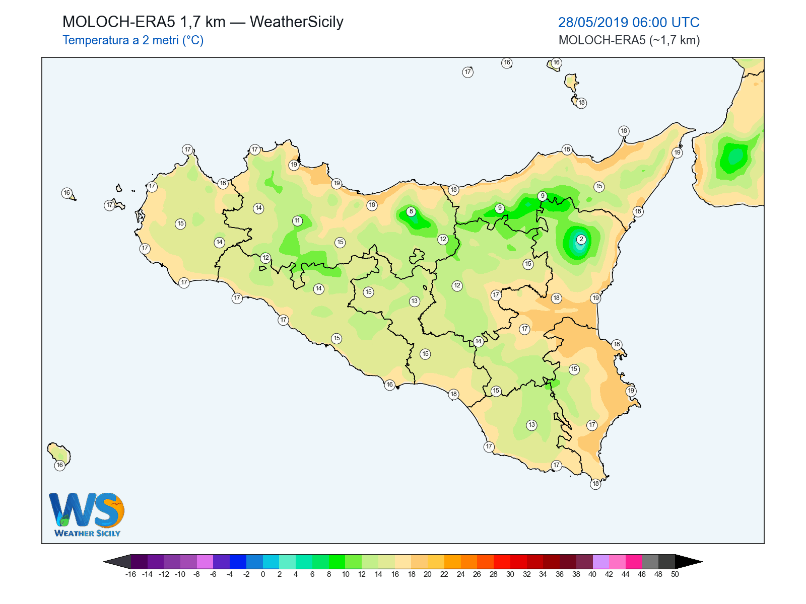 Temperatura a 2 metri · 2019052806
