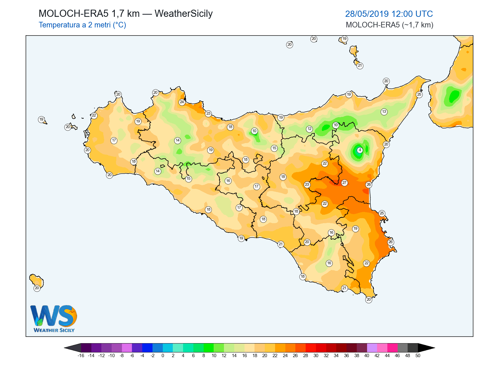 Temperatura a 2 metri · 2019052812