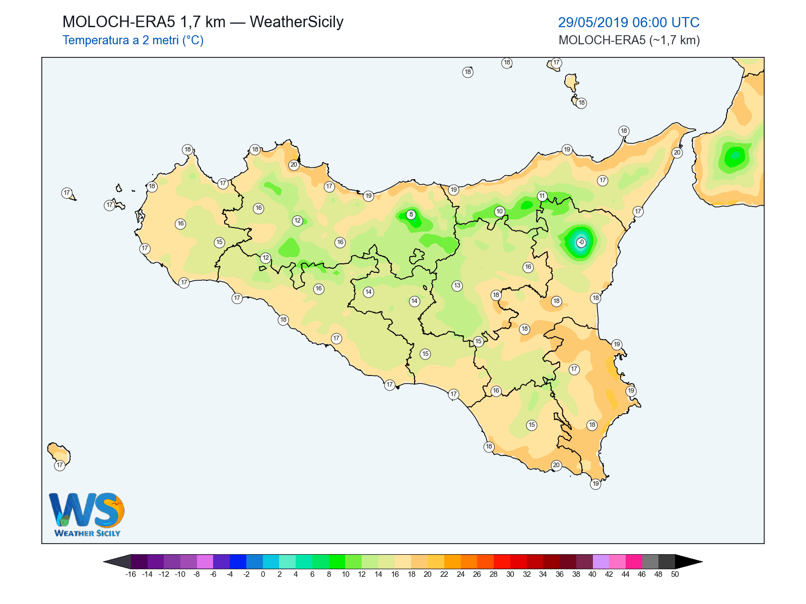 Temperatura a 2 metri · 2019052906